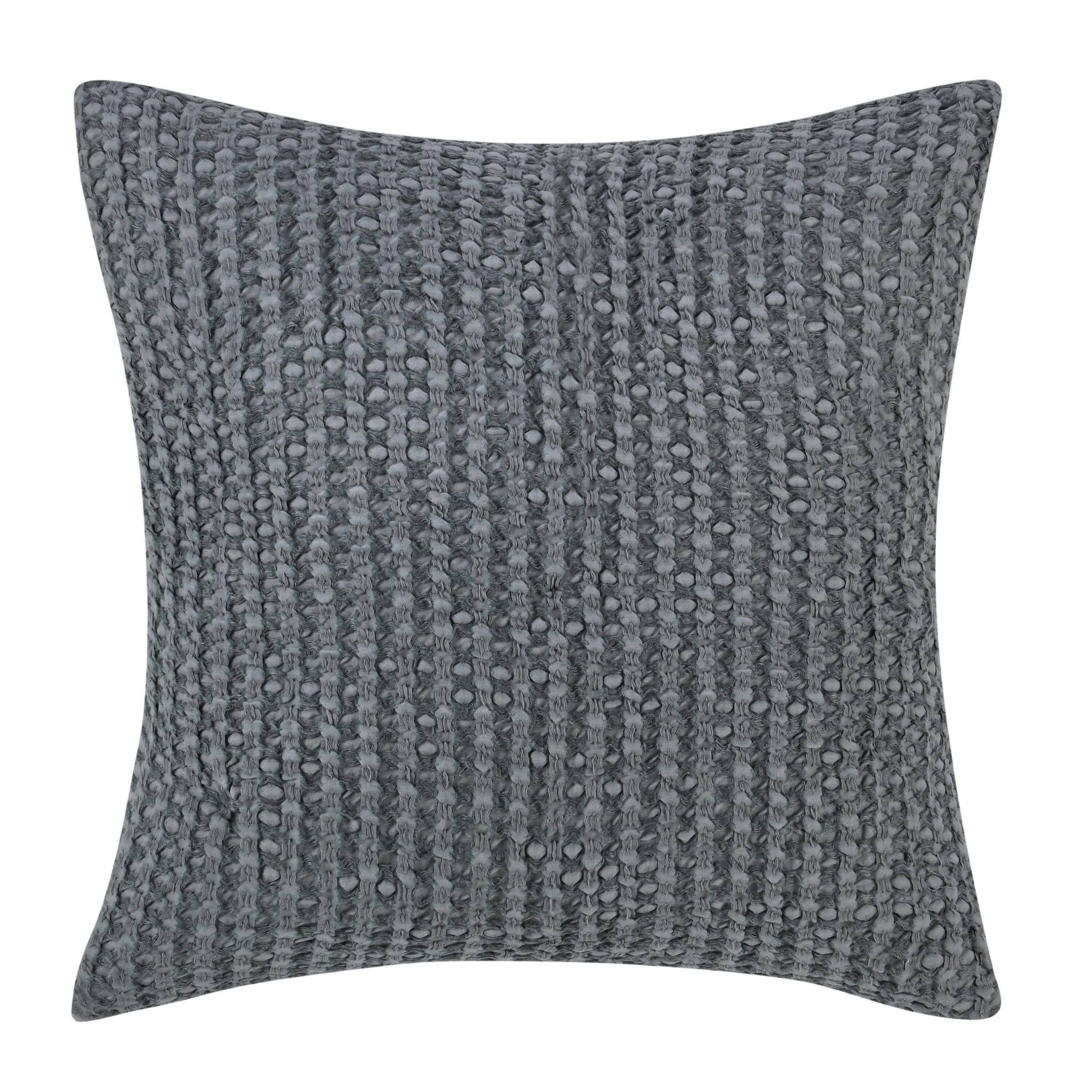 Front. Manhattan Lane - Cae Square Euro Pillow Sham, Blue Cotton, Belgian Flax Linen, 26 Inch - Marina Blue.