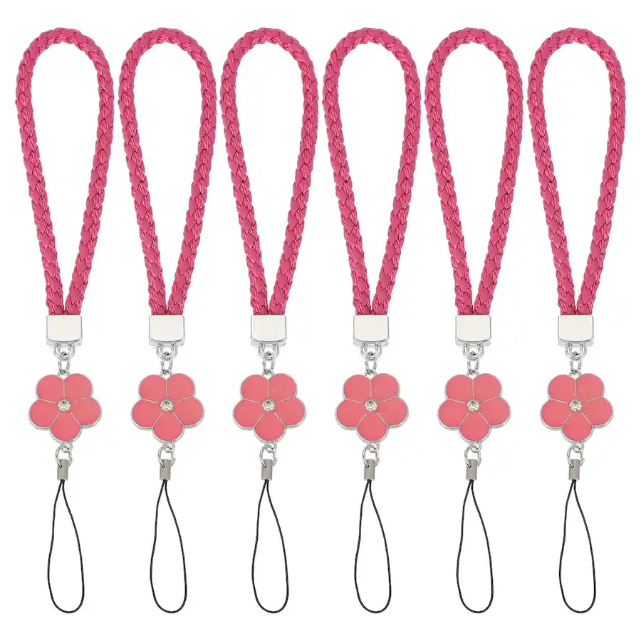 Unique Bargains 6pcs Creative Braided Flower Phone Charm Wrist Lanyard ...
