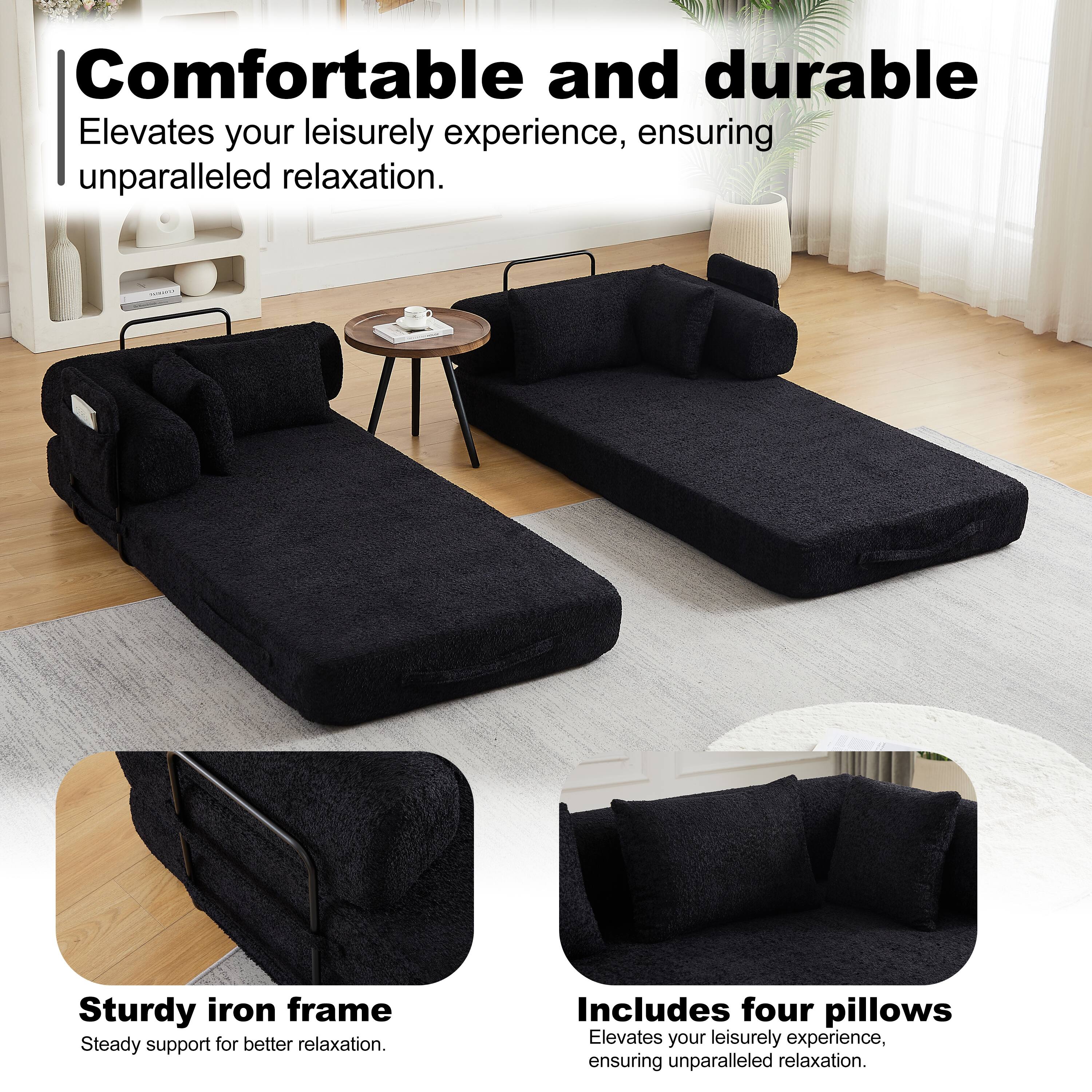 Comfortable and durable  
Elevates your leisurely experience, ensuring unparalleled relaxation.

Sturdy iron frame  
Steady support for better relaxation.

Includes four pillows  
Elevates your leisurely experience, ensuring unparalleled relaxation.