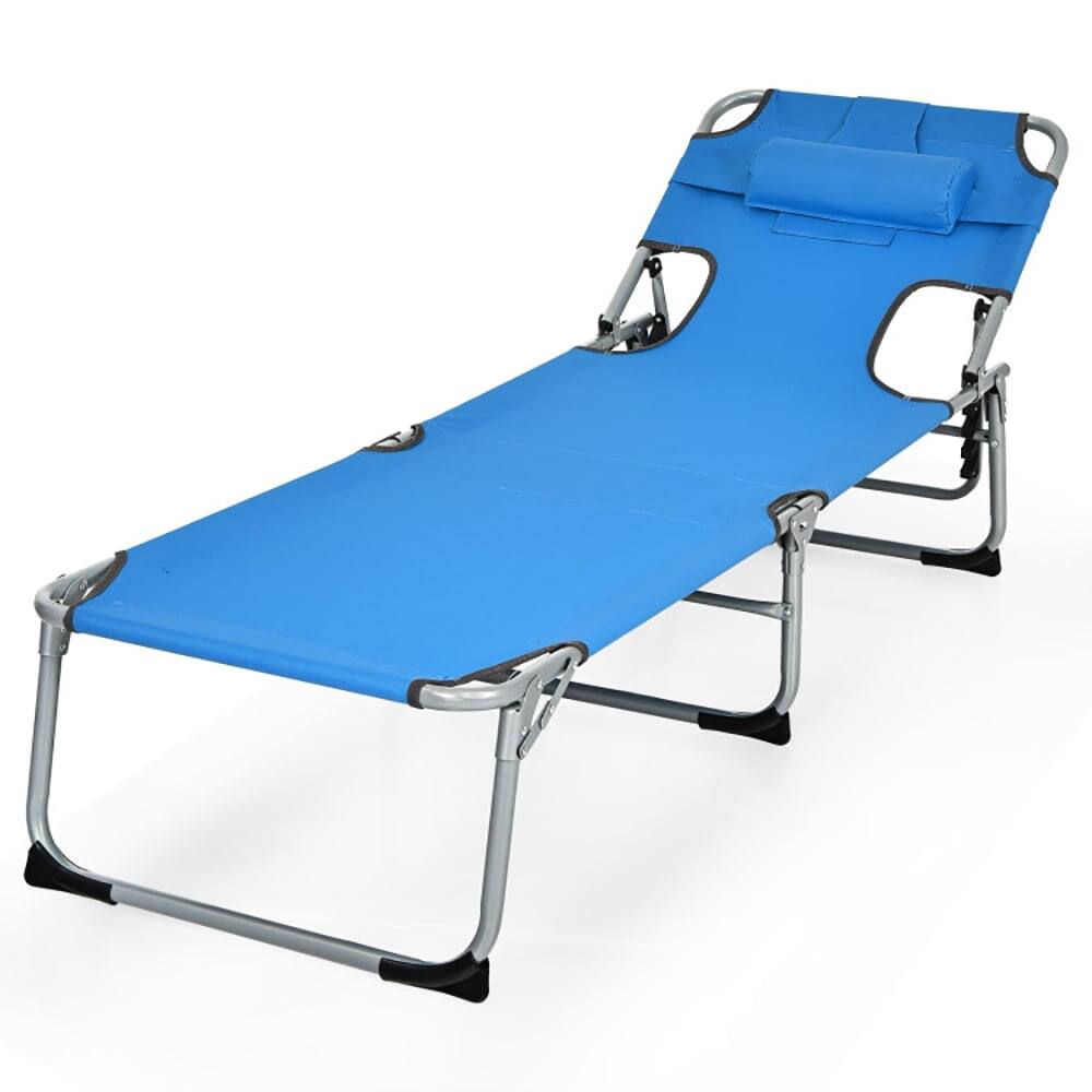 Alt View 4. Kadyn - Outdoor Chaise Lounge Chair, Folding Beach Lounge Chair with Pillow for Outdoor-Blue - Blue.