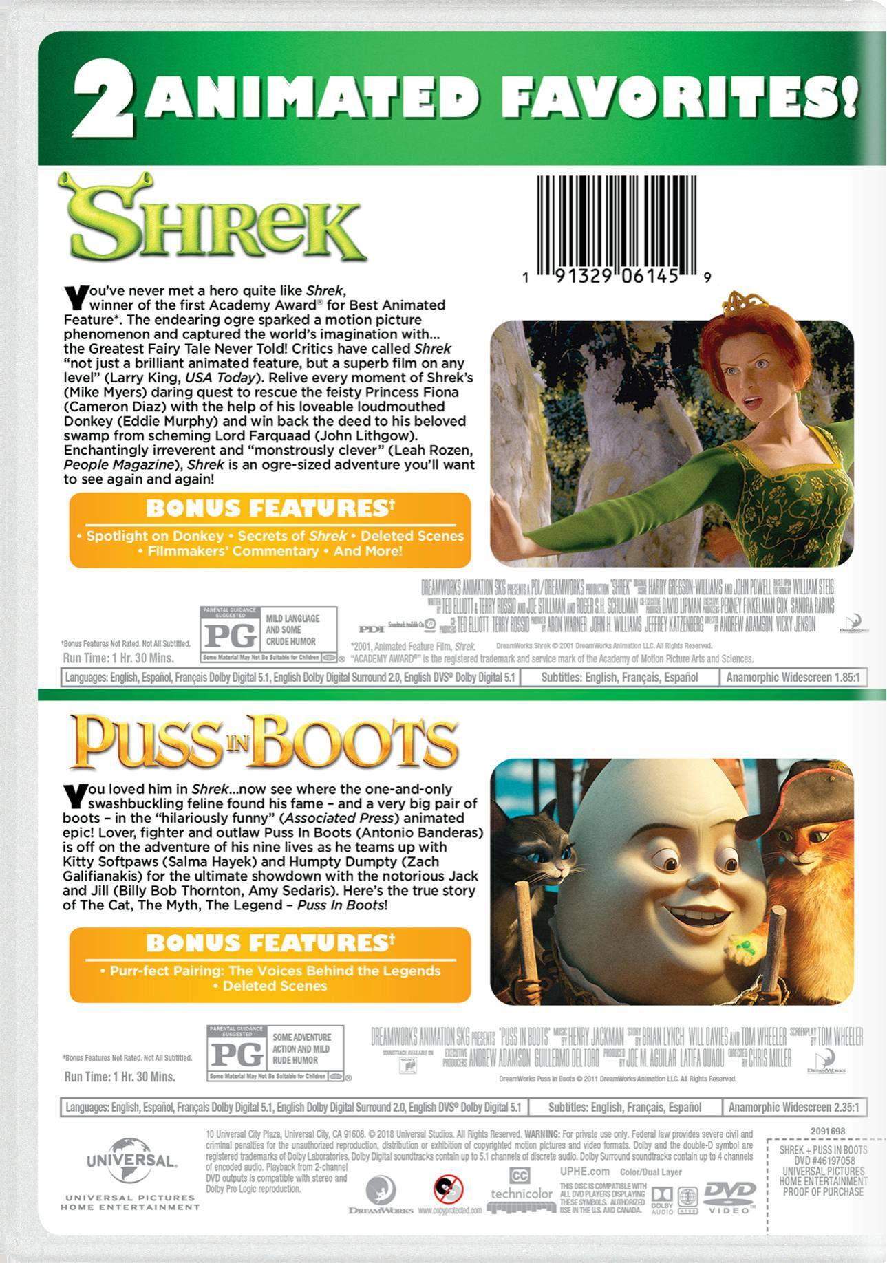 Angle. Shrek/Puss in Boots (DVD Double Feature) [DVD].