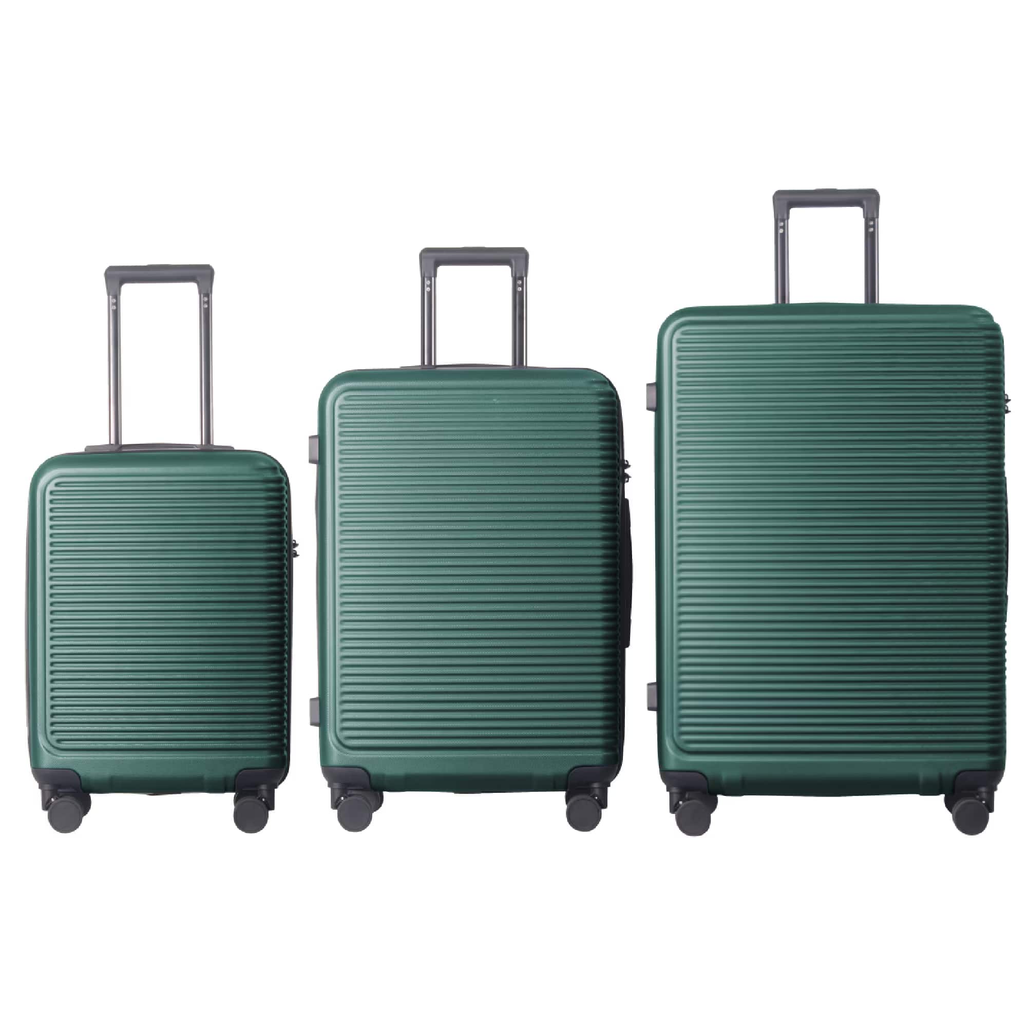 Photos - Luggage Spinner Bestier - 3-Piece ABS Hardshell  Set  with  Wheels, TSA Lock & Lightweight Design - Dark Green US (20”/24”/28”)