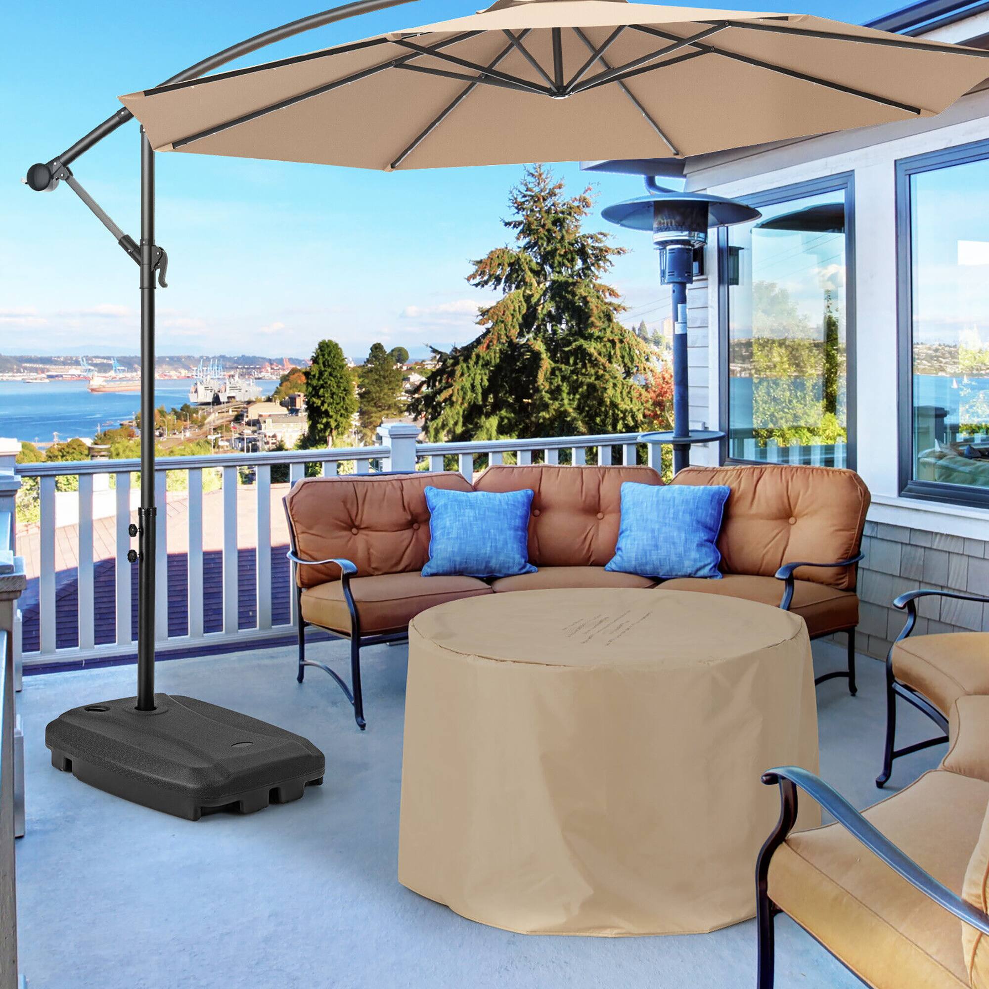 Alt View 2. Gymax - Gymax Patio Cantilever Offset Umbrella Base Stand Heavy Duty Cross Base Wheels Outdoor - Black.