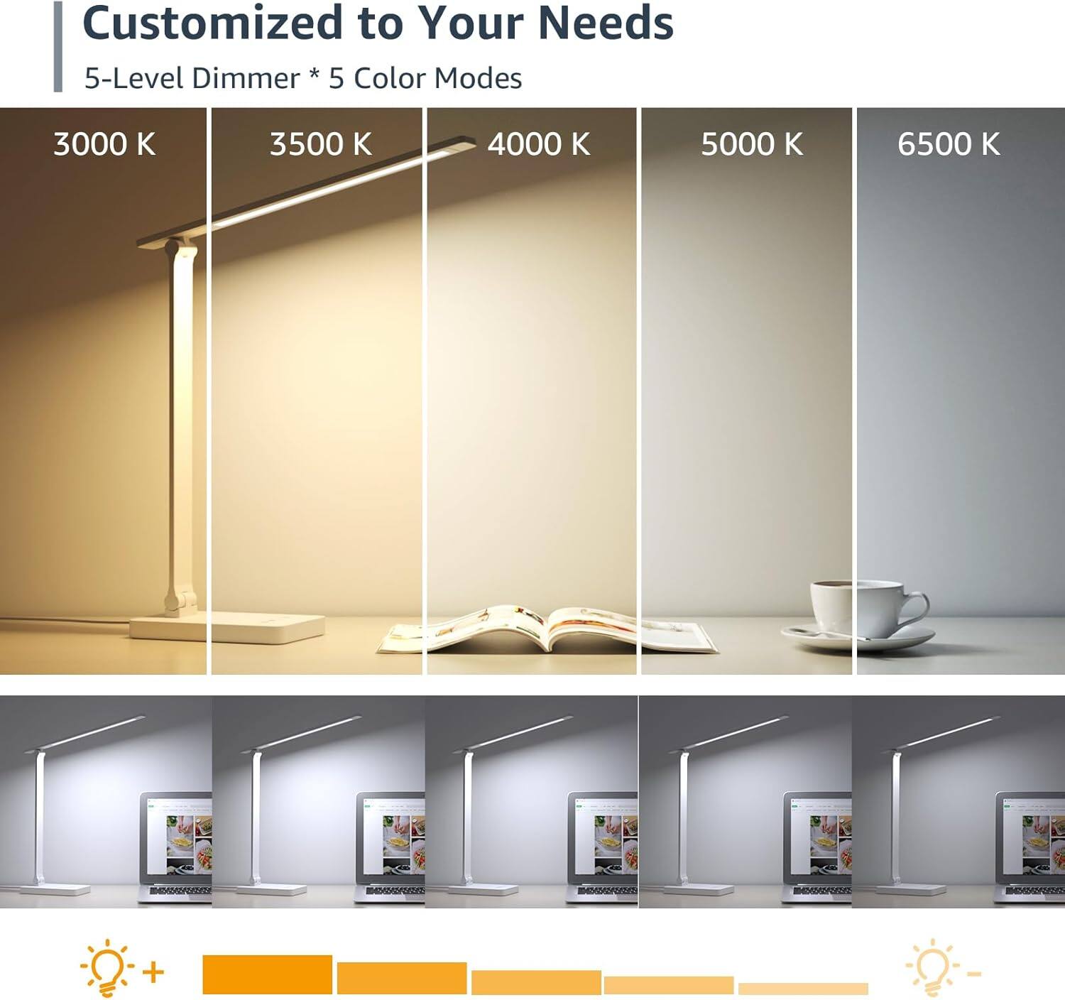 Customized to Your Needs

5-Level Dimmer * 5 Color Modes

3000 K 3500 K 4000 K 5000 K 6500 K