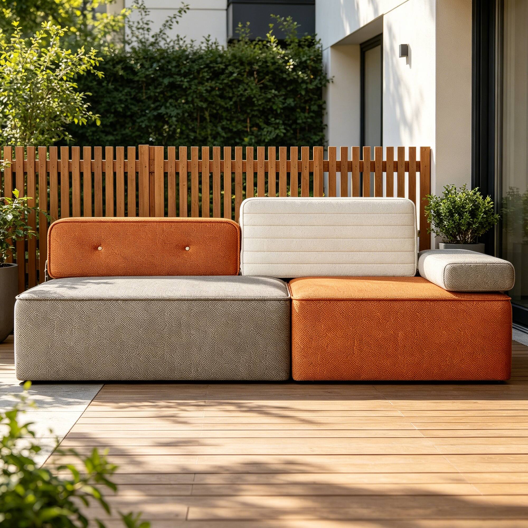 Alt View 8. luck idea - 79.9" Modular Sectional Sofa with Chaise, Modern L-Shaped Fabric Couch, Removable Cushions, Living Room Sofa - grey, orange.