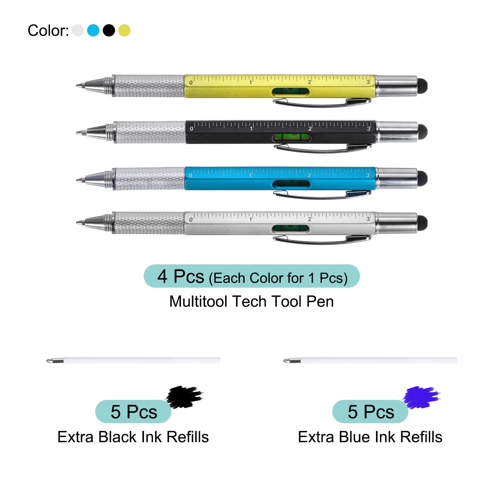 Color: D - 2 3 D Z 3 J 2 D 1 2 3 4 Pcs (Each Color for 1 Pcs)  
Multitool Tech Tool Pen  
5 Pcs Extra Black Ink Refills  
5 Pcs Extra Blue Ink Refills