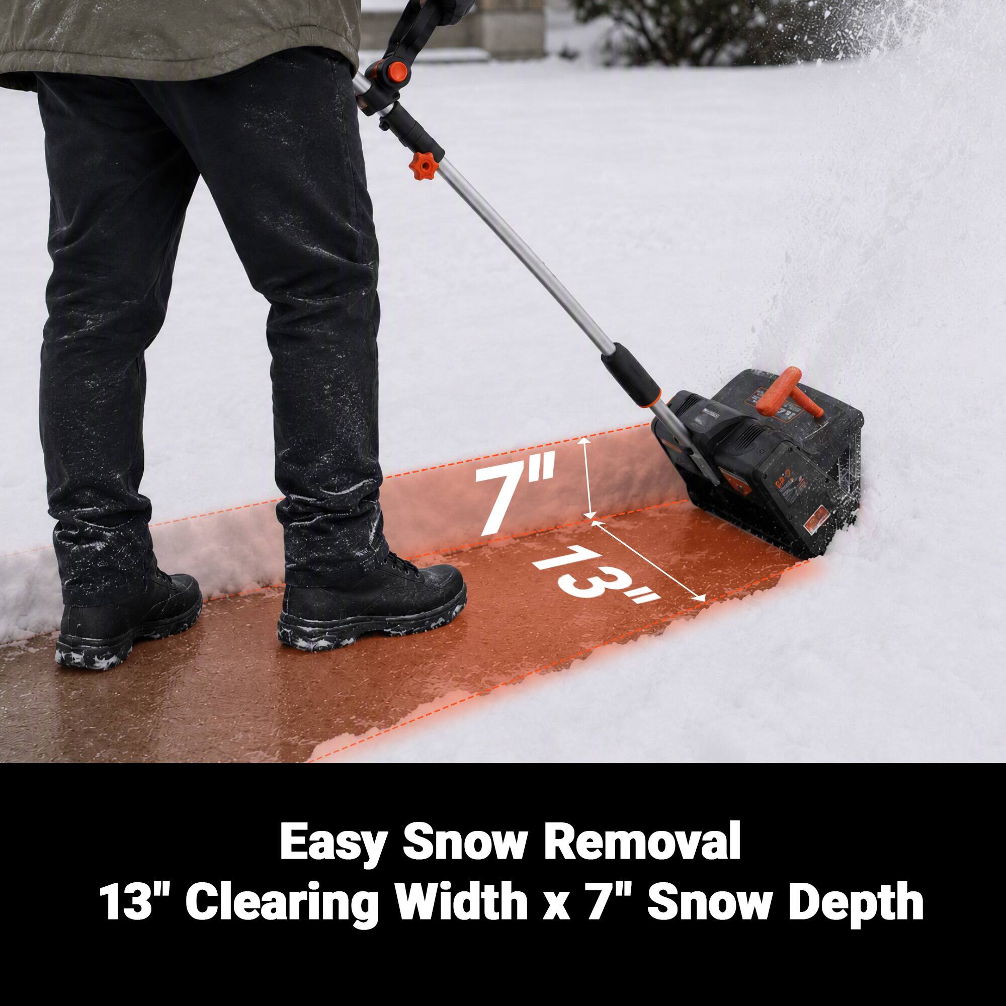 Easy Snow Removal  
13" Clearing Width x 7" Snow Depth