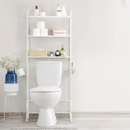 Oumilen - Over-the-Toilet 3-Tier Bathroom Storage Shelf, White - White