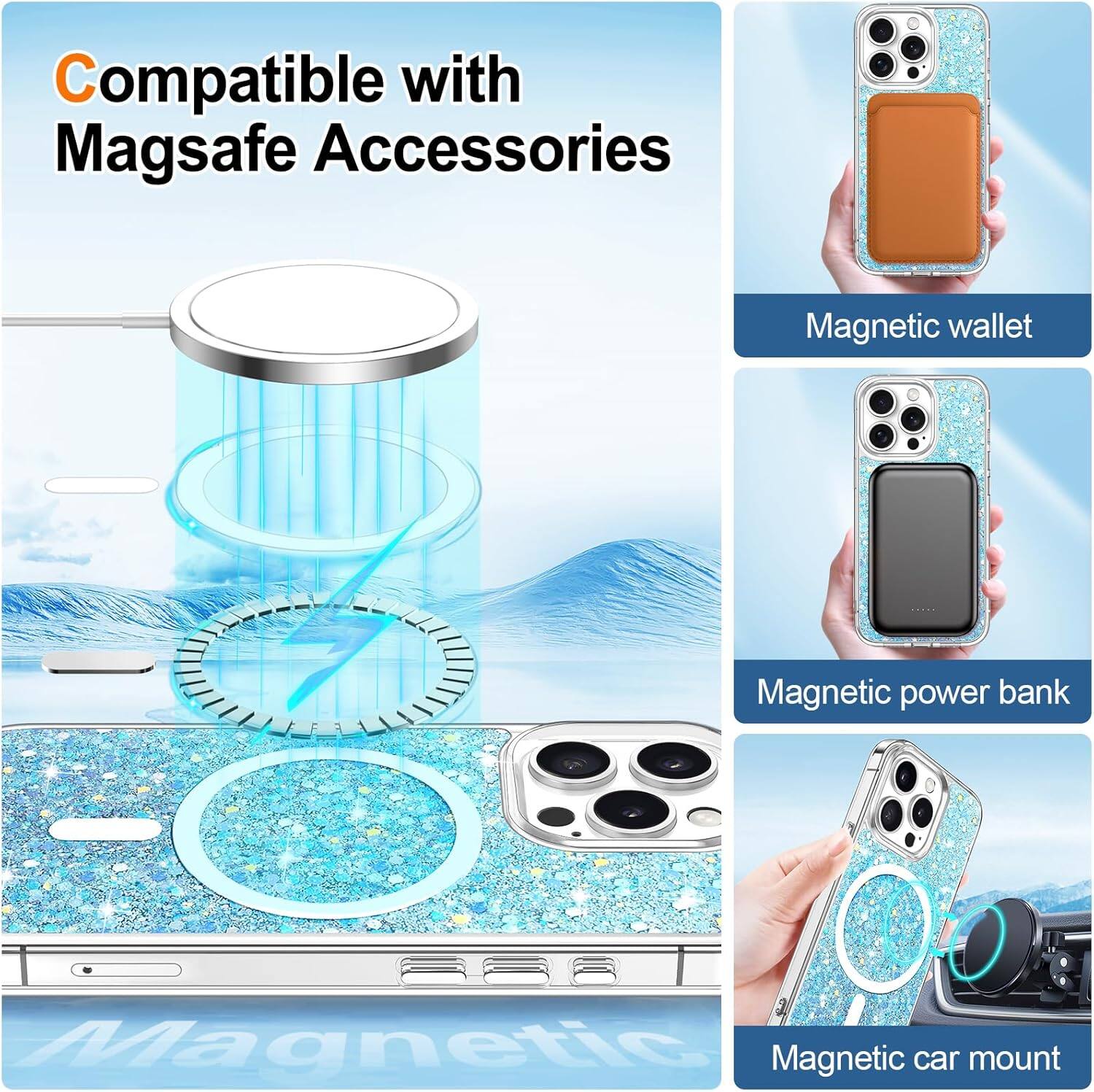 Compatible with Magsafe Accessories

Magnetic wallet
Magnetic power bank
Magnetic car mount
