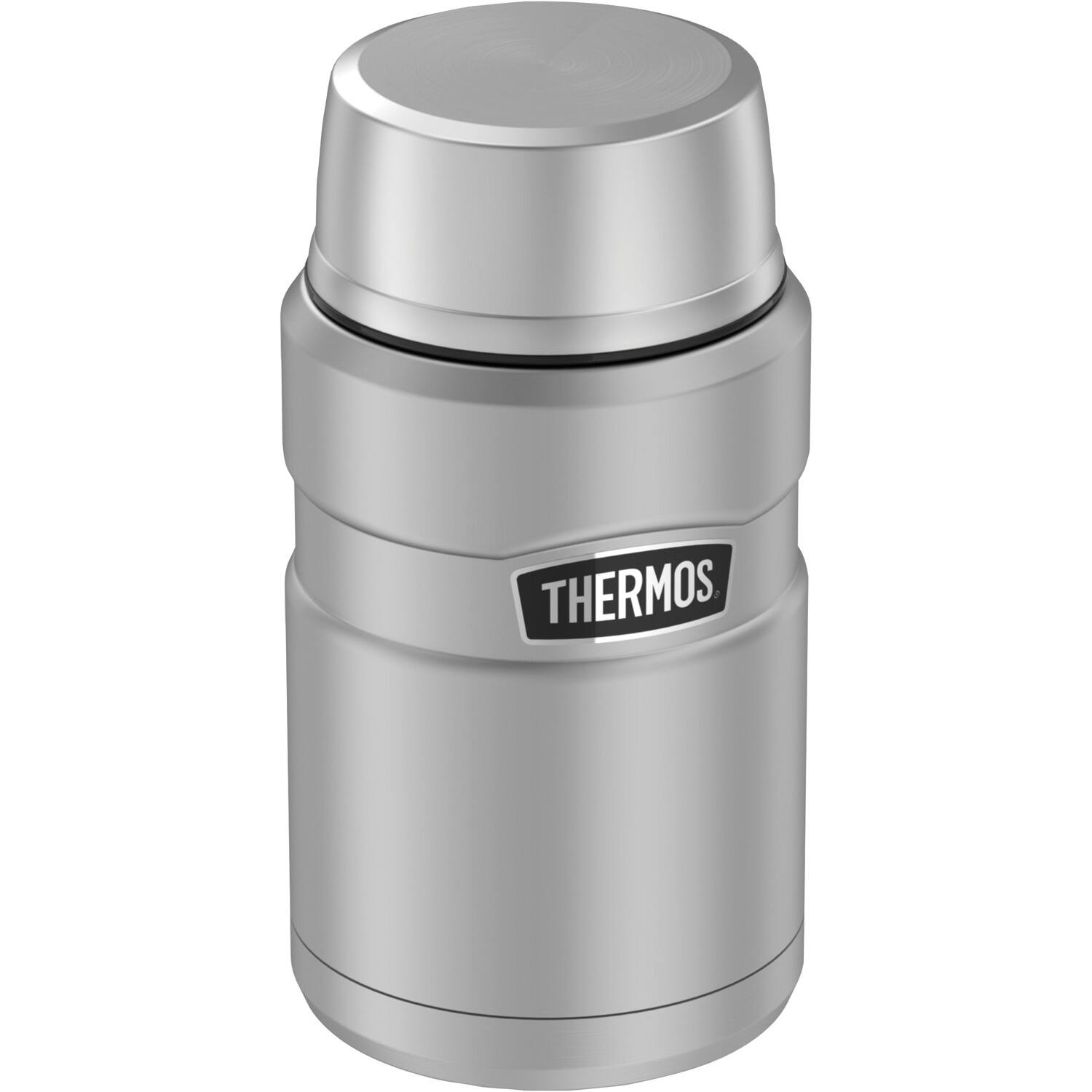 Left. Thermos - 24-Ounce Stainless King Vacuum-Insulated Food Jar - Stainless Steel.