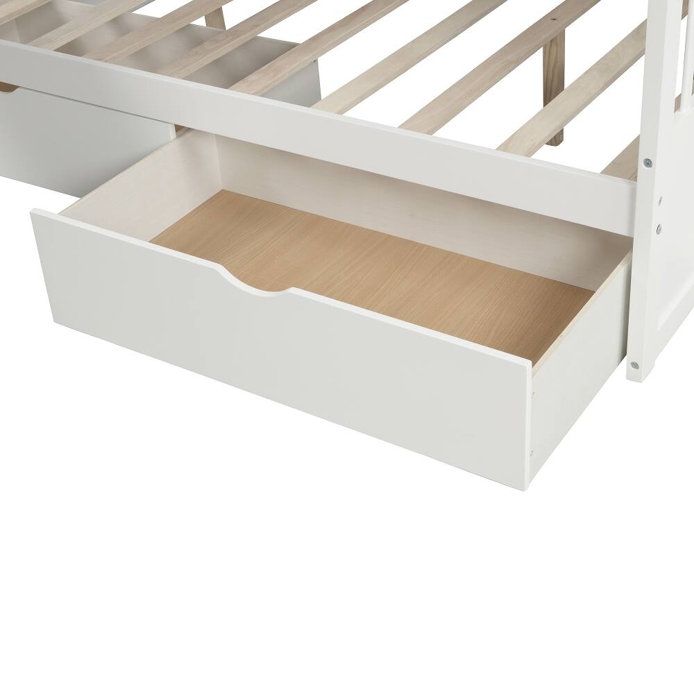 Alt View 7. Loheer - Loheer Twin Over Full Bunk Bed with Slide Drawers White - White.