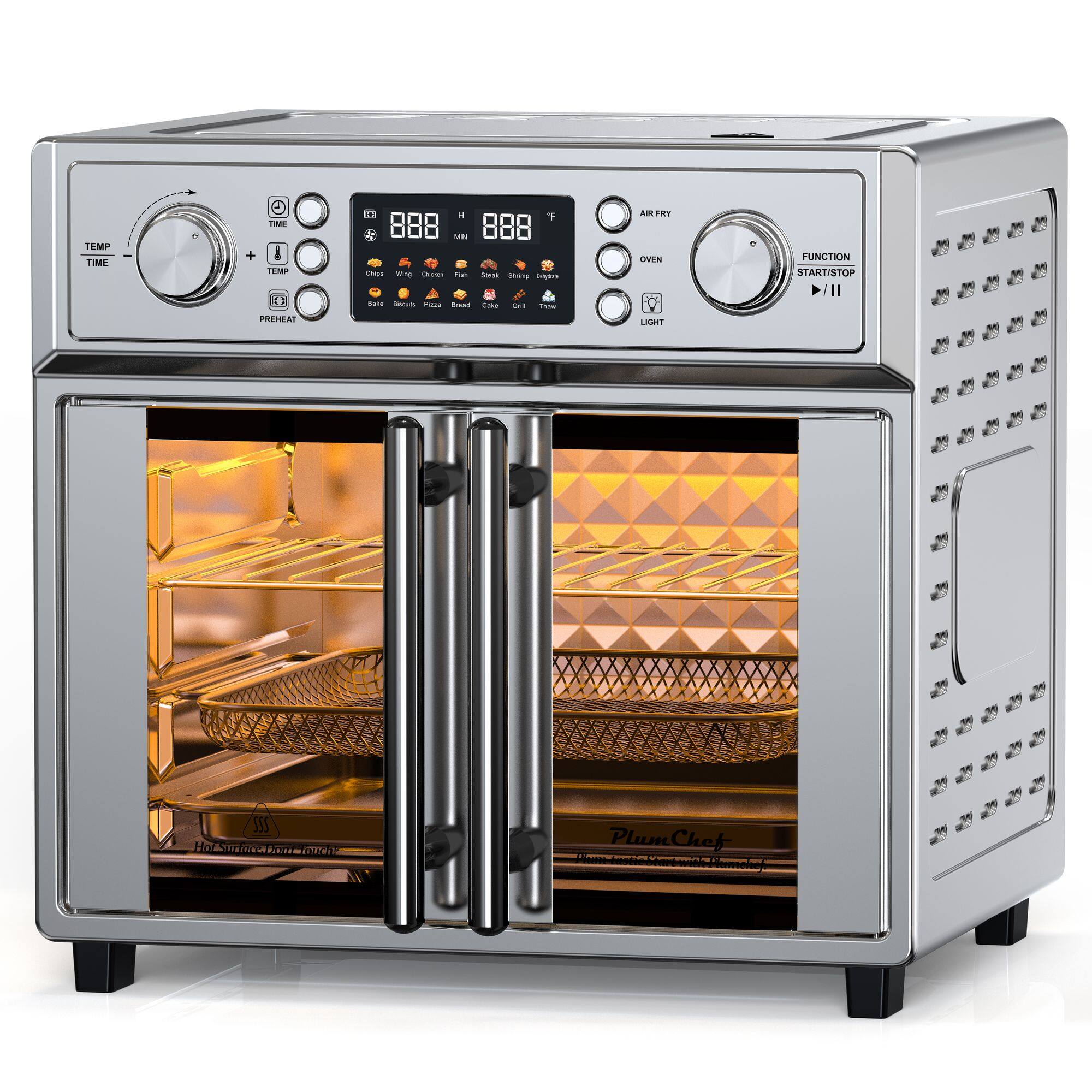 TEMP Tites + IME  
TEWP 43  
- 888 Chps 1mg  
- Strimp  
- ...e  
- .... frsal i  
- Tooee  
- FRT OVEN FUNCTION START/STOP  
- PREHEAT  
- LAGEIT  
- SSS  
- Hoa dorsn em Plum Chef