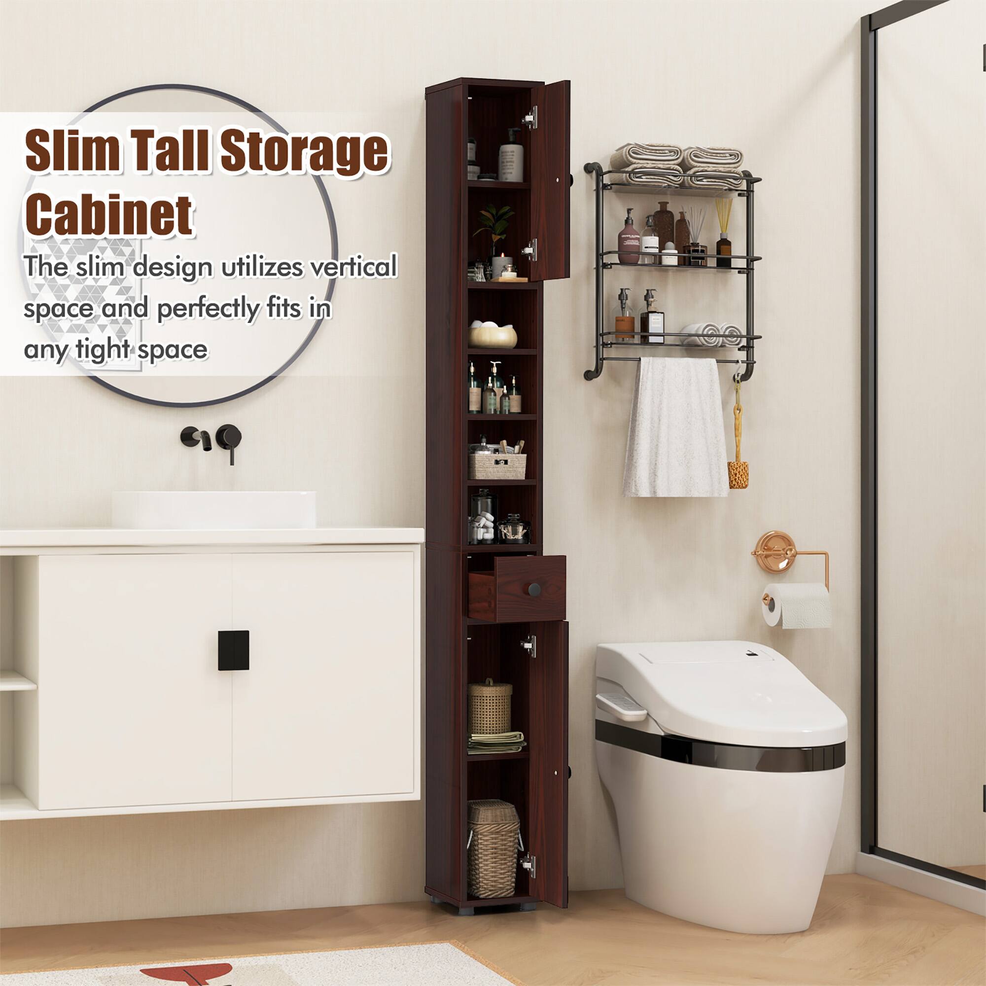 Slim Tall Storage Cabinet  
The slim design utilizes vertical space and perfectly fits in any tight space