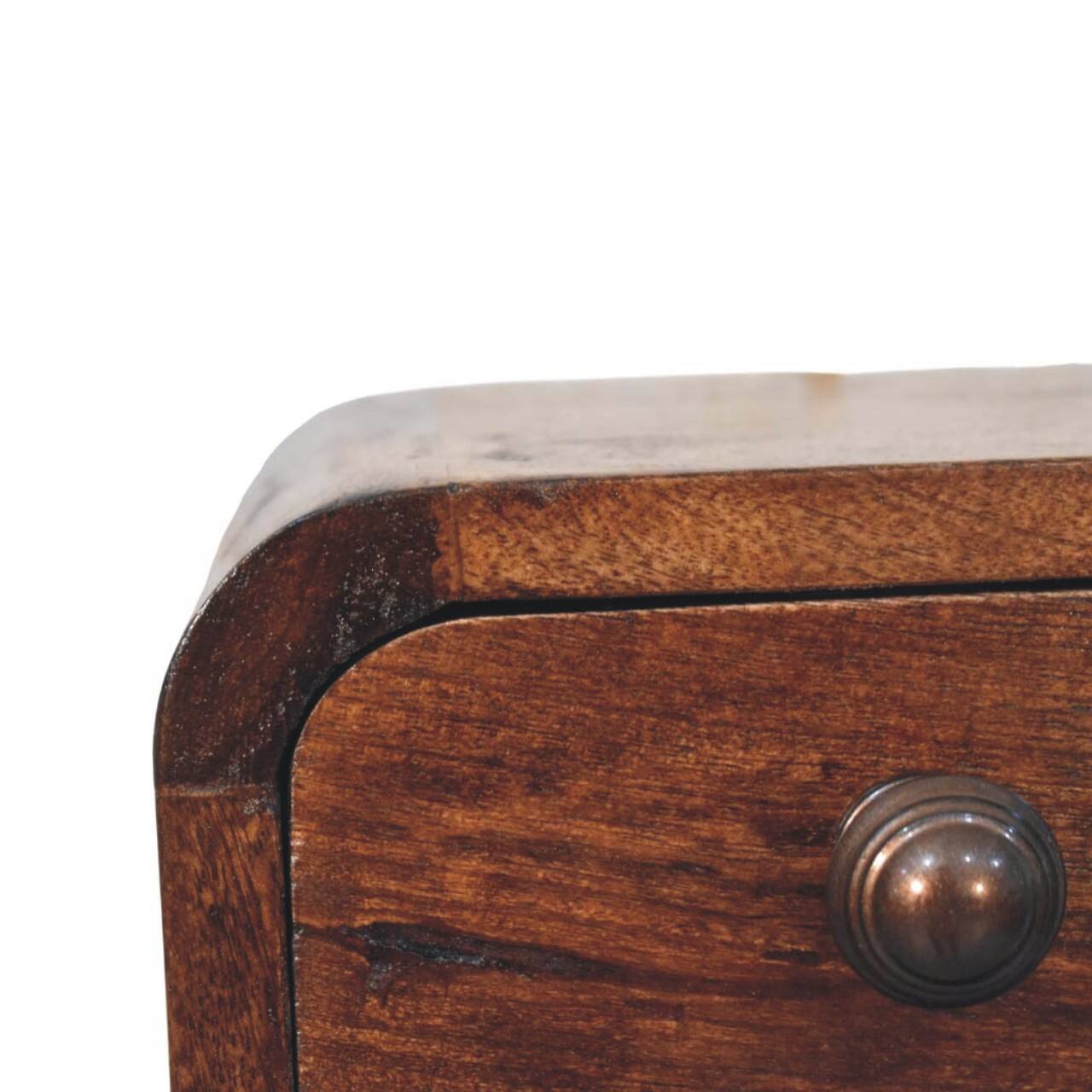 Alt View 1. Artisan Furniture - Artisan Furniture Solid Wood Curved Wall Mounted Bedside, 1 Drawer, 1 Open Slot, Dark Brown - Dark brown.