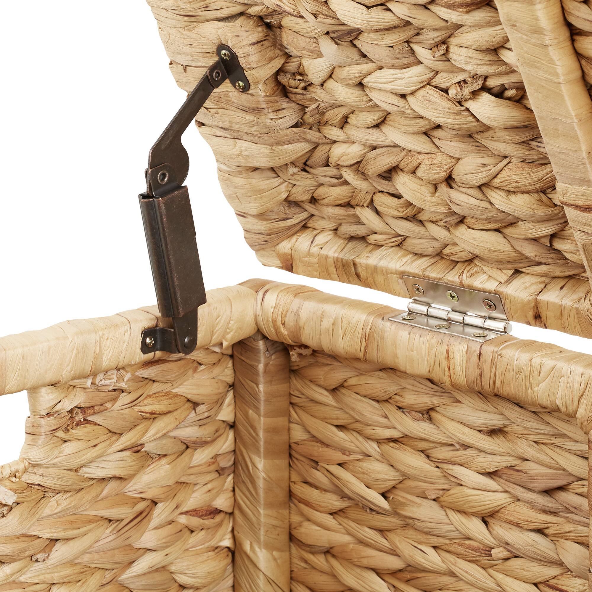 Alt View 5. Casafield - 30-in Storage Chest Trunk w Curved Lid - Safety Hinge - Water Hyacinth - Natural.