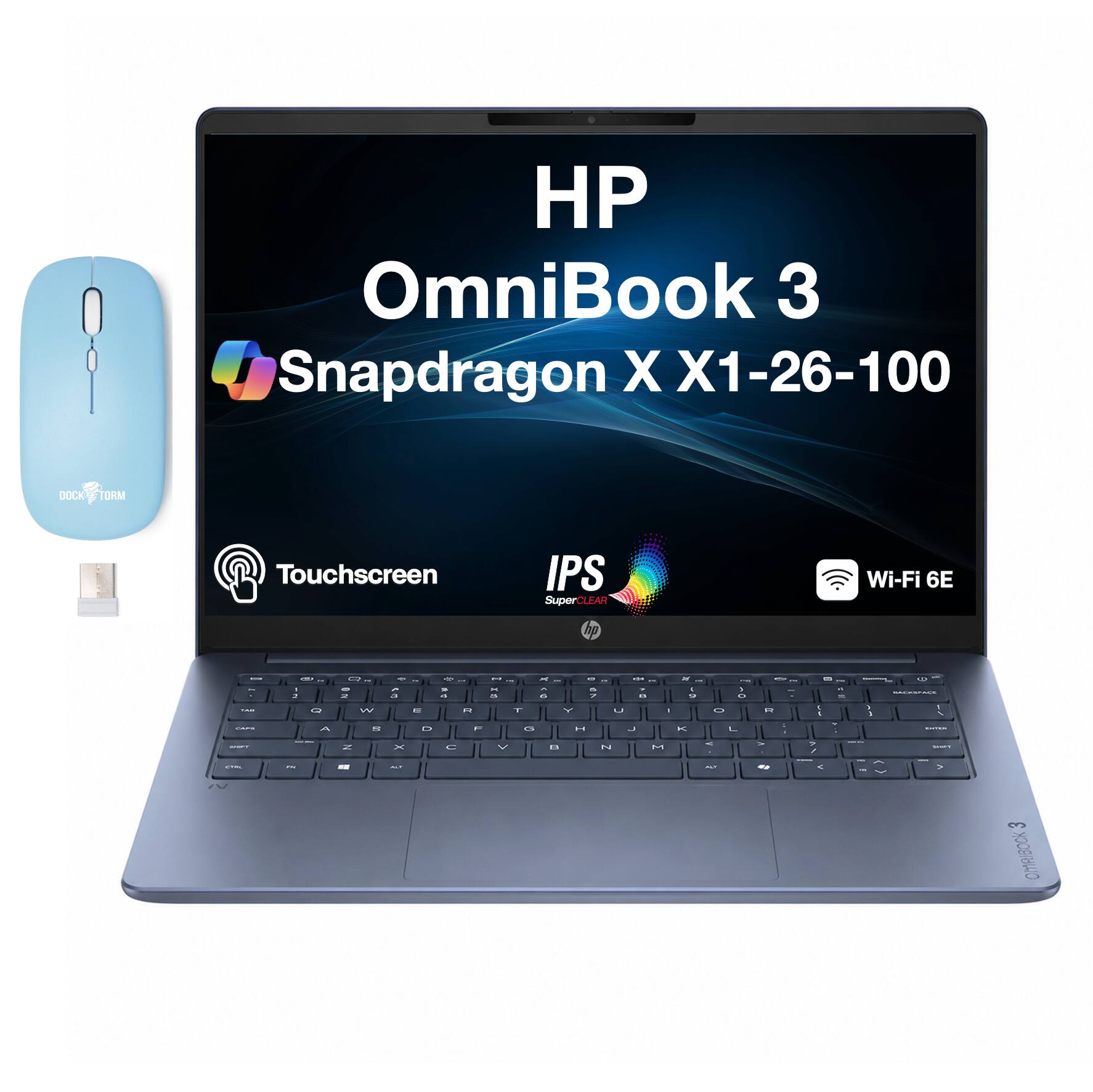 HP - Upgraded - OmniBook 3 Laptop 14.0 WUXGA Display (Snapdragon X X1-26-100, 16GB, Win 11 Home) w/Dockztorm Wireless Mouse - Starlit Blue price history on PriceWatchPro