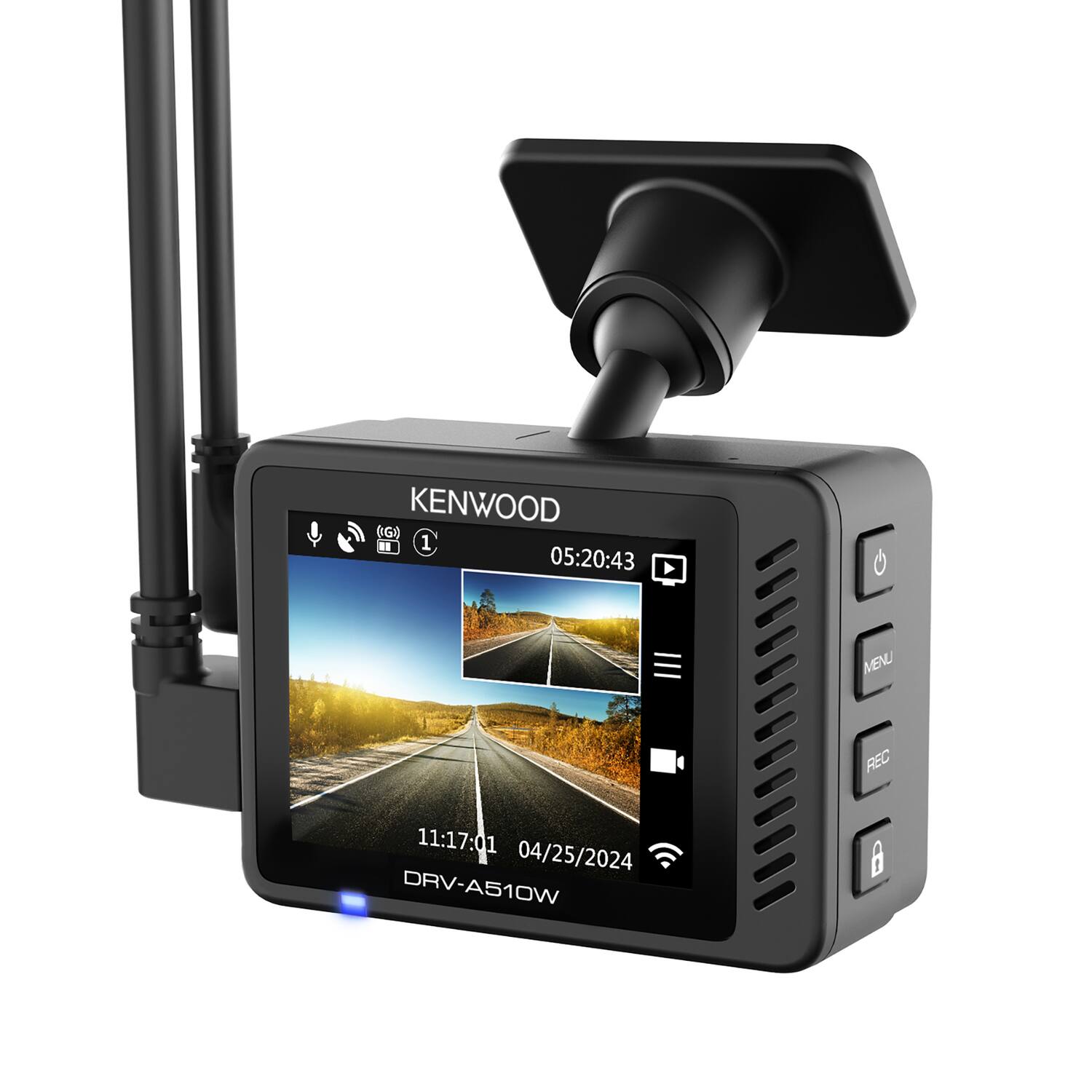 KENWOOD (G) II  
05:20:43  
MENU  
REC  
11:17:01 04/25/2024  
DRV-A510W