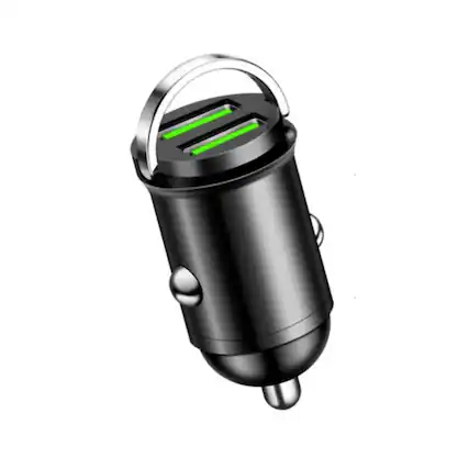 Front. Luckbyte - 200W Dual USB-A Super Fast Car Charger - High-Power QC 3.0 Adapter with Folding Pull-Ring, Zinc Alloy.