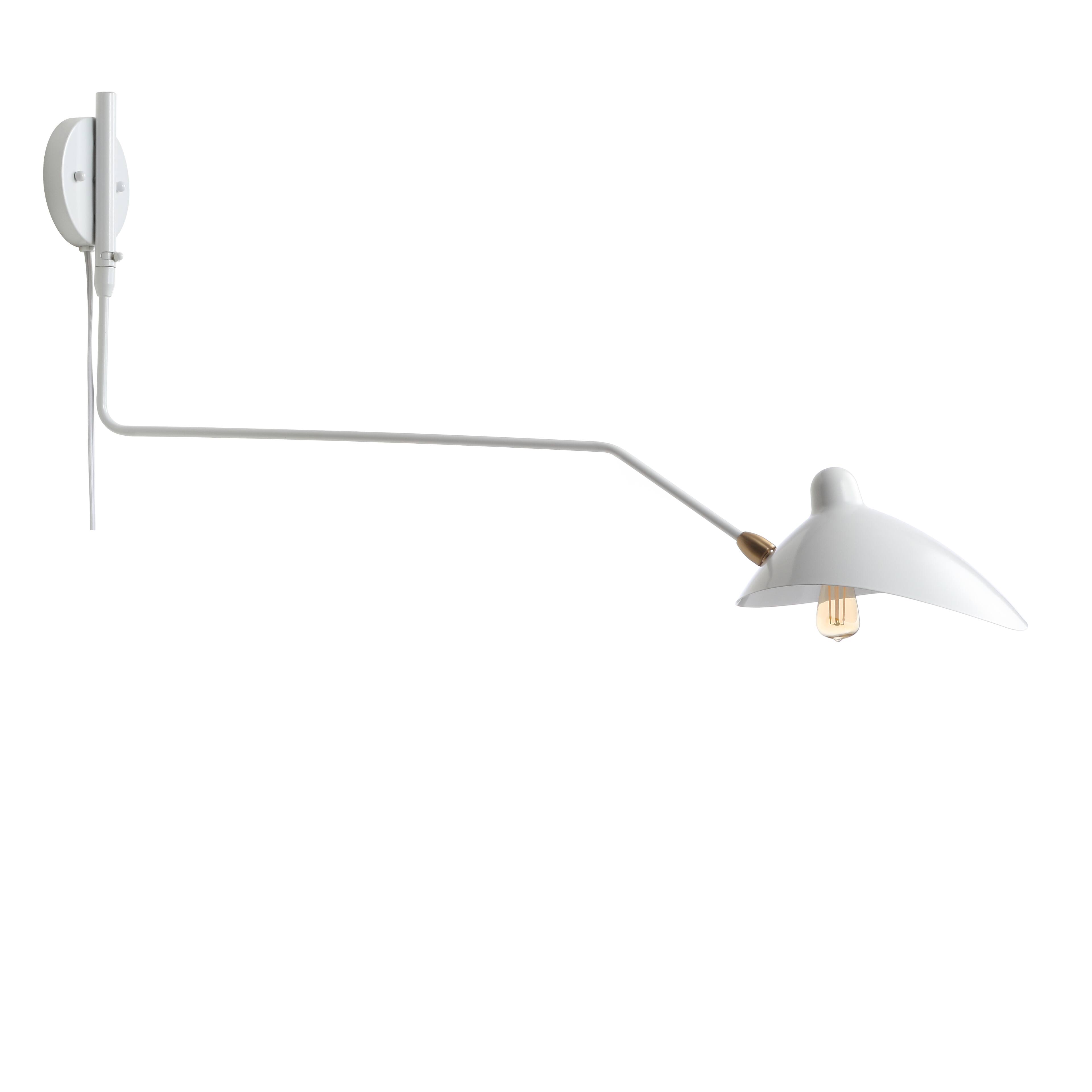 Alt View 5. Jonathan Y - Frank 35" Iron Retro Swing LED Wall Sconce, White - White/Brass Gold.