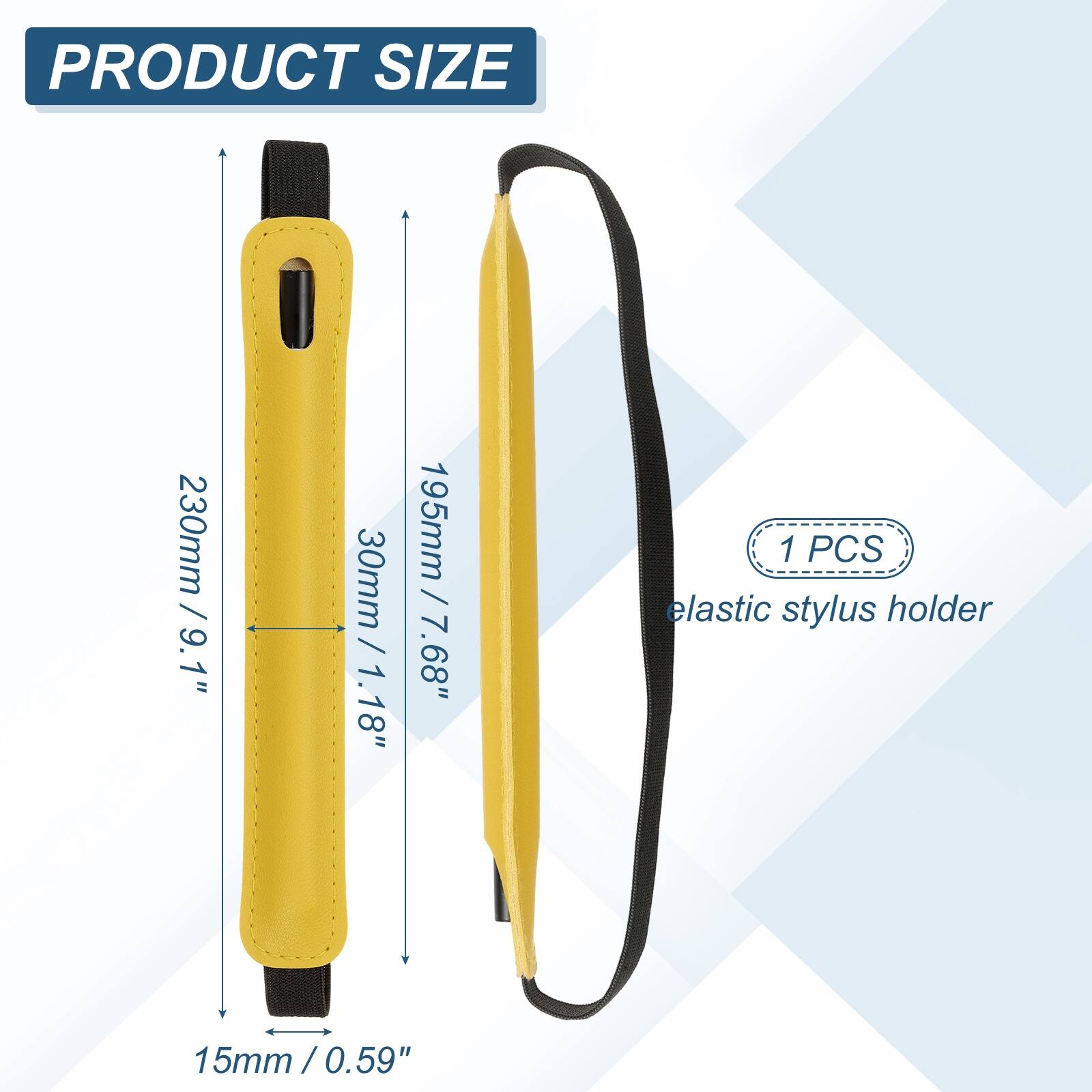 PRODUCT SIZE

230mm / 9.1"  
30mm / 1.18"  
195mm / 7.68"  
15mm / 0.59"  

1 PCS elastic stylus holder