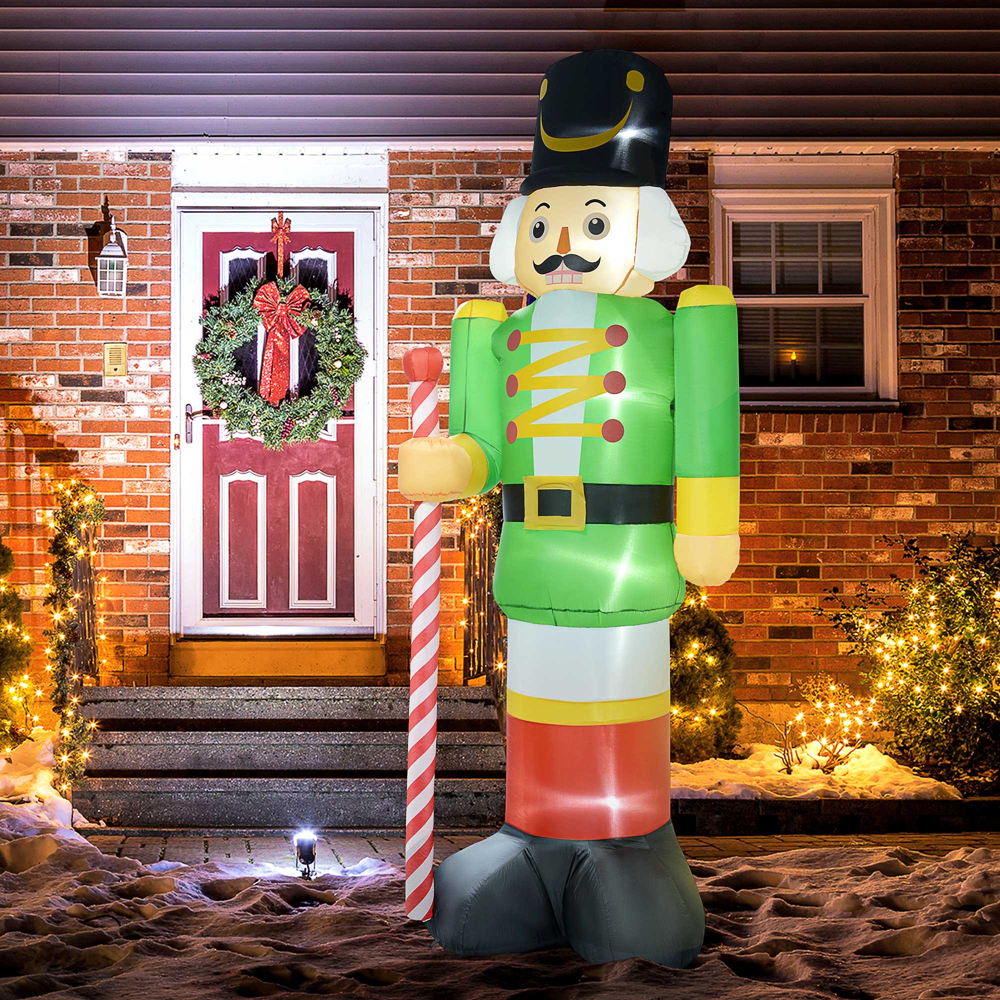 Alt View 4. TinyHomie - Outsunny 12ft Christmas Inflatable Green Walnut Soldier White LED Decor - Green.