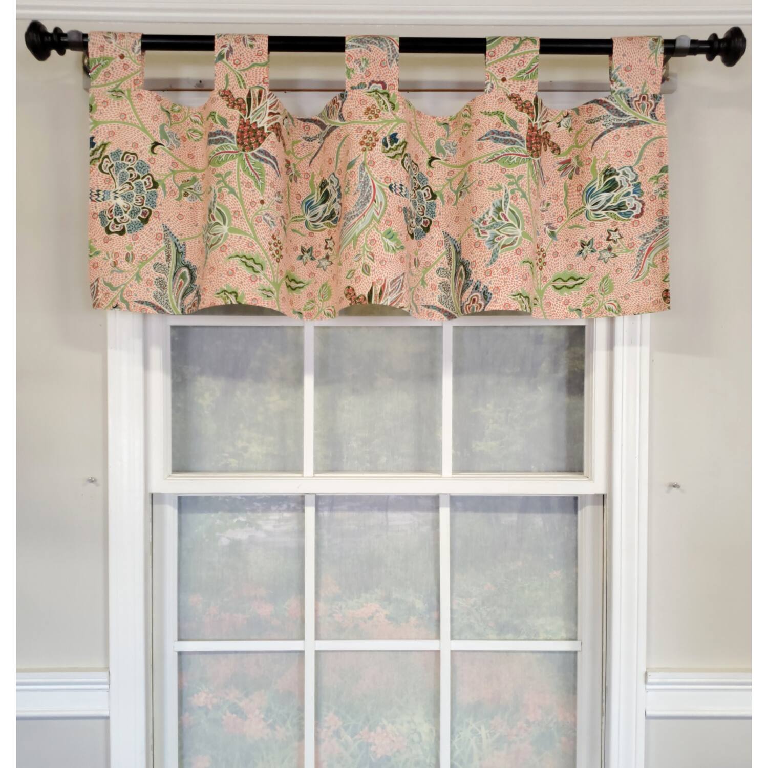 Angle. RLF Home - RLF Home 4" Top Tab High Quality Fabric Every Tab Valance for Windows 50" x 16" Rose - Rose.