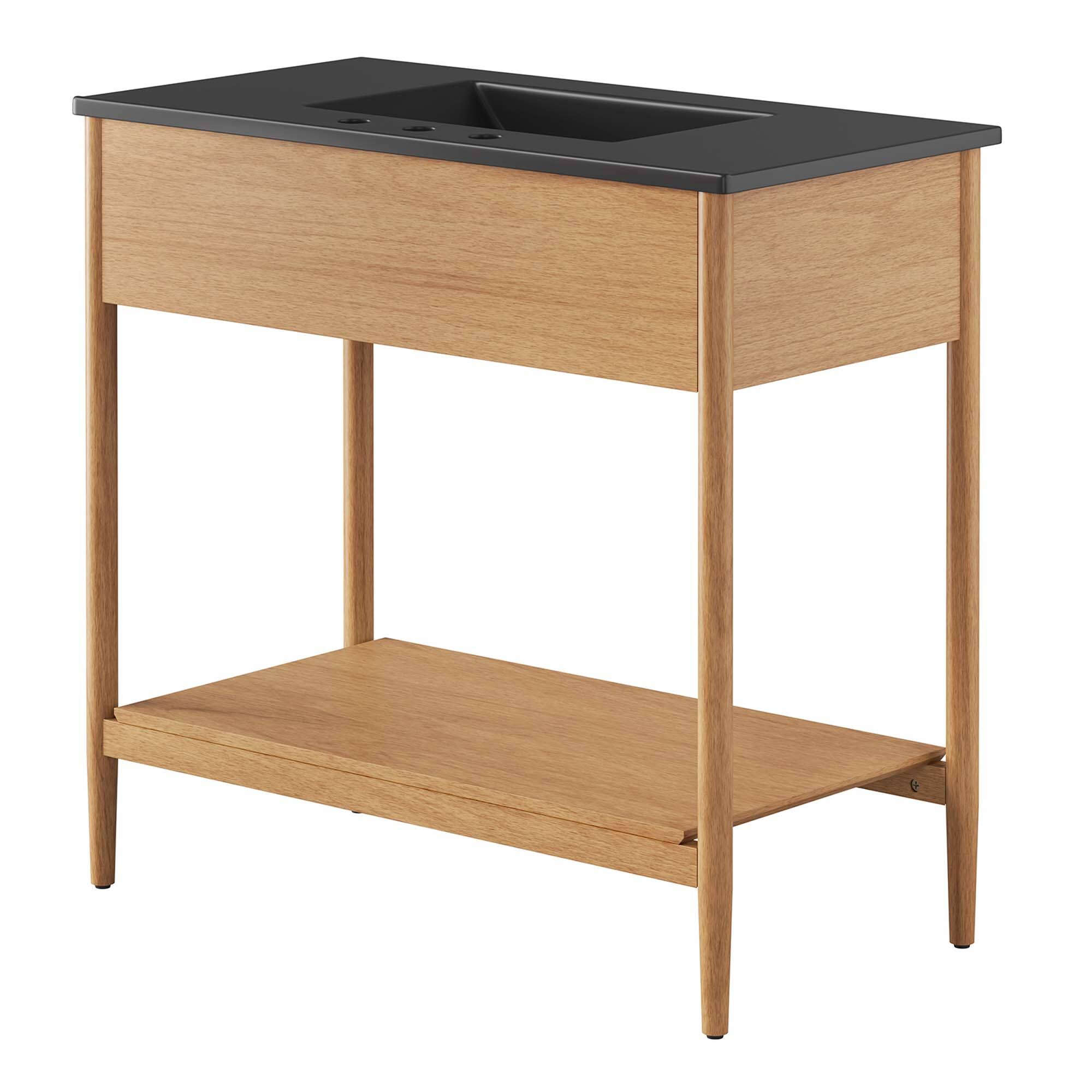 Alt View 4. Modway - Zaire Bathroom Vanity Basin Included by Modway - Natural Black.