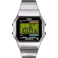 Timex - Men's Classic Digital 34mm Watch - Silver-Tone XL - Front_Zoom