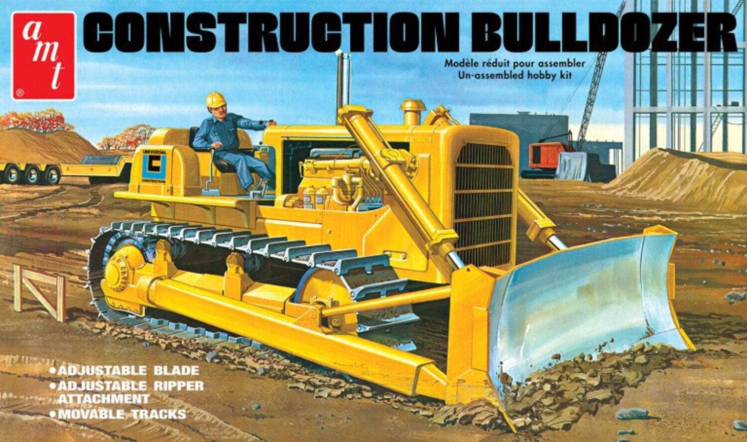 a m t  
CONSTRUCTION BULLDOZER  
Modèle réduit pour assembler  
Un-assembled hobby kit  

- ADJUSTABLE BLADE  
- ADJUSTABLE RIPPER ATTACHMENT  
- MOVABLE TRACKS