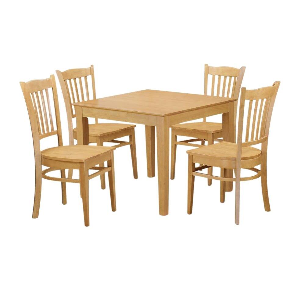 Alt View 2. FurniFact - Brown Solid Wood 5 Piece Dining Table Set - Oak.
