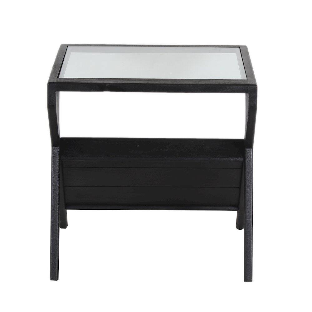 Angle. Porter Designs - Canberra Solid Mango Wood End Table - Black.