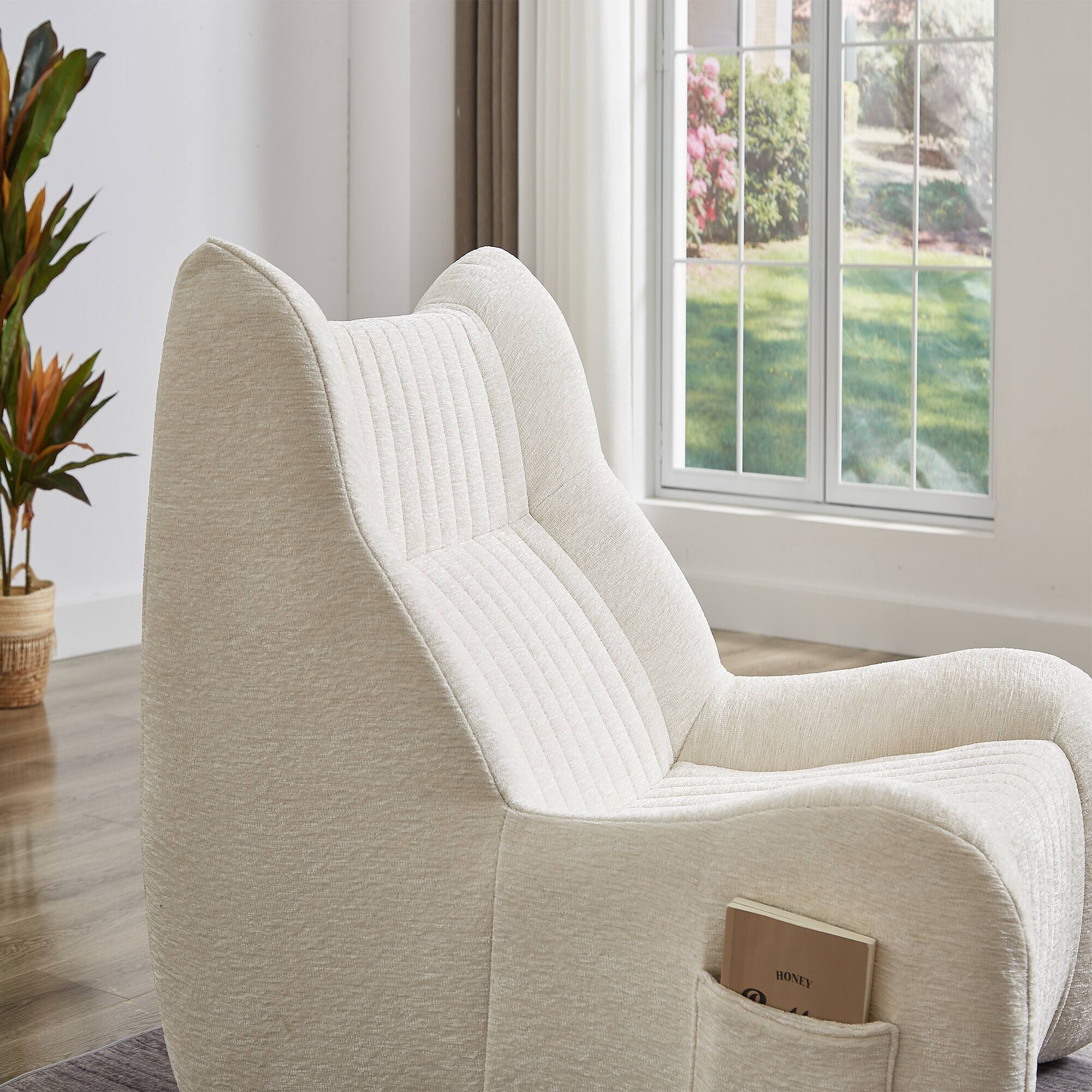 Alt View 7. GOODSILO - Oversized Bean Bag Chair with Armrests - Comfy Lounge Lazy Floor Sofa Accent Chair for Living Room, Bedroom - White.