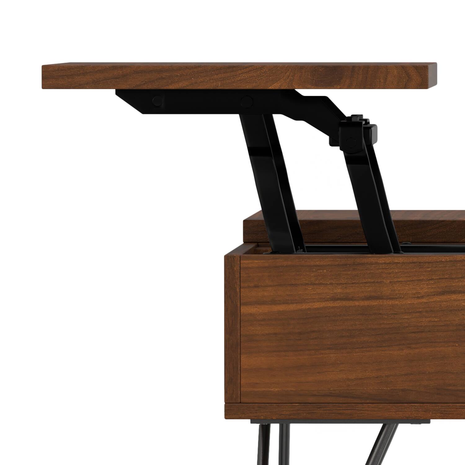 Alt View 9. Simpli Home - Hunter 32 inch Wide Solid Wood Lift Top Square Coffee Table in Walnut - Walnut.