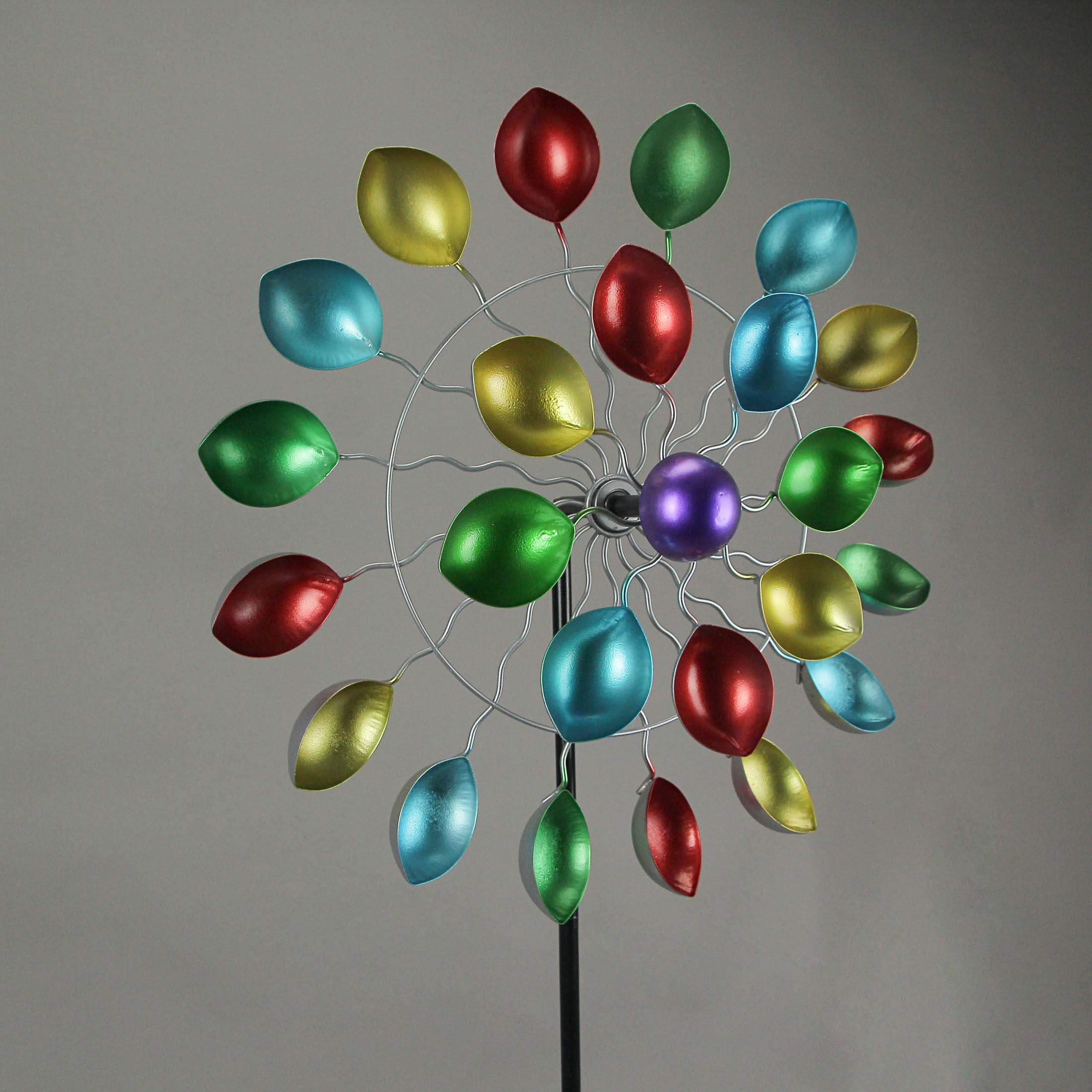 Alt View 3. Direct International - Colorful Anodized Finish Spoon Style Metal Wind Spinner Garden Stake 70 Inches - Multicolored.