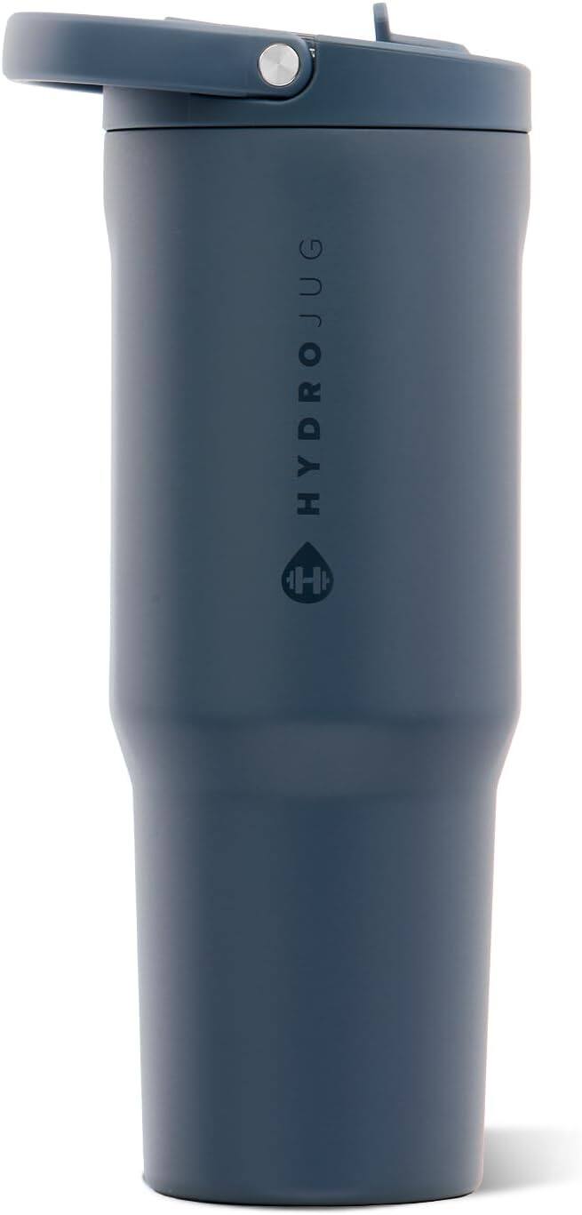 Front. HydroJug - 32 oz Cascade BPA Free Sports Water Bottle w/Straw - Blue.