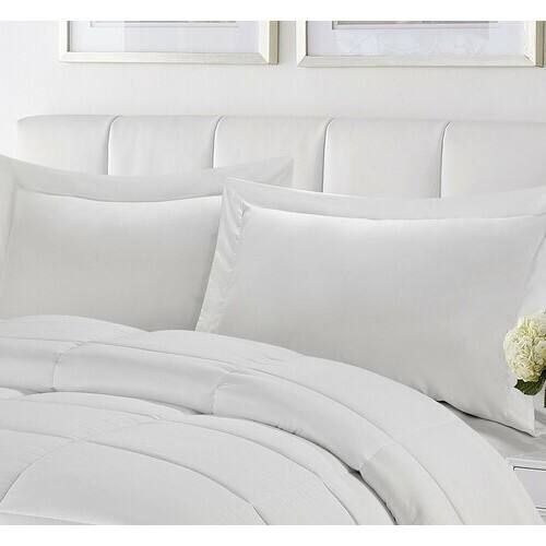 Angle. Hivvago - Full/Queen Traditional Microfiber Reversible 3 Piece Comforter Set in White - White.