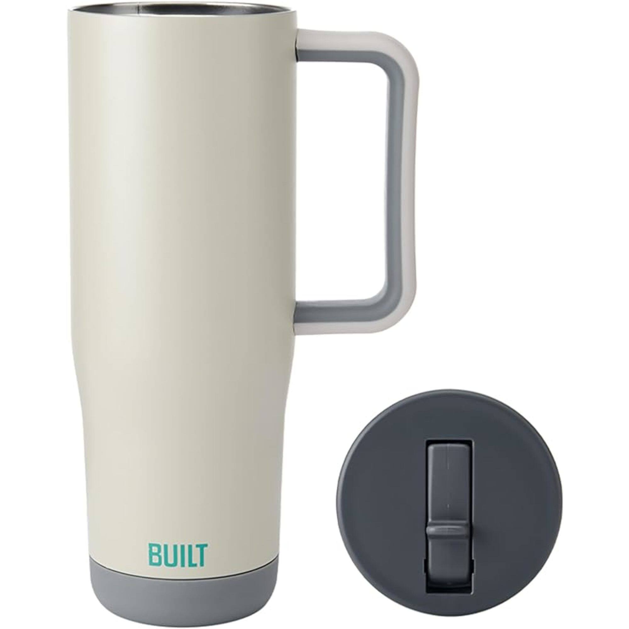Angle. Built - Built Cascade 40 oz Flip Straw Tumbler - Concrete Grey.