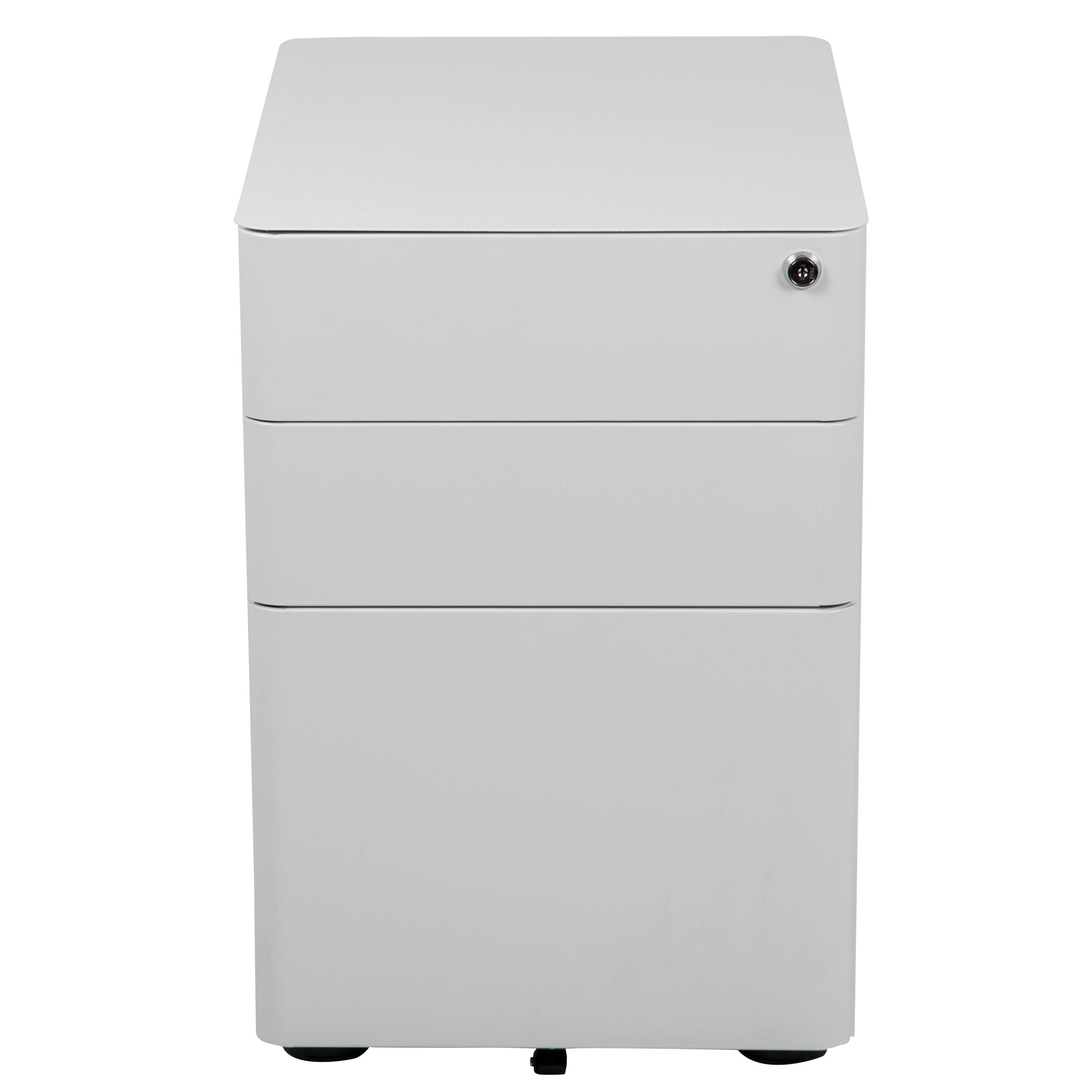 Alt View 7. Emma + Oliver - Modern 3-Drawer Mobile Locking Filing Cabinet Storage Organizer - White.