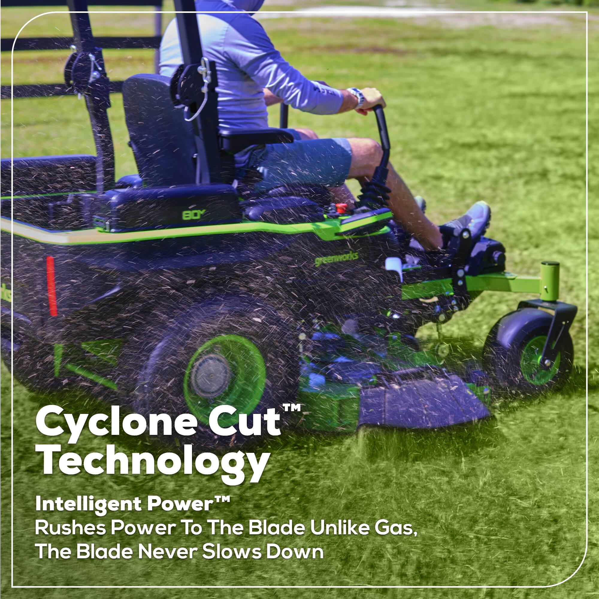 Cyclone Cut™ Technology  
Intelligent Power™  
Rushes Power To The Blade Unlike Gas, The Blade Never Slows Down