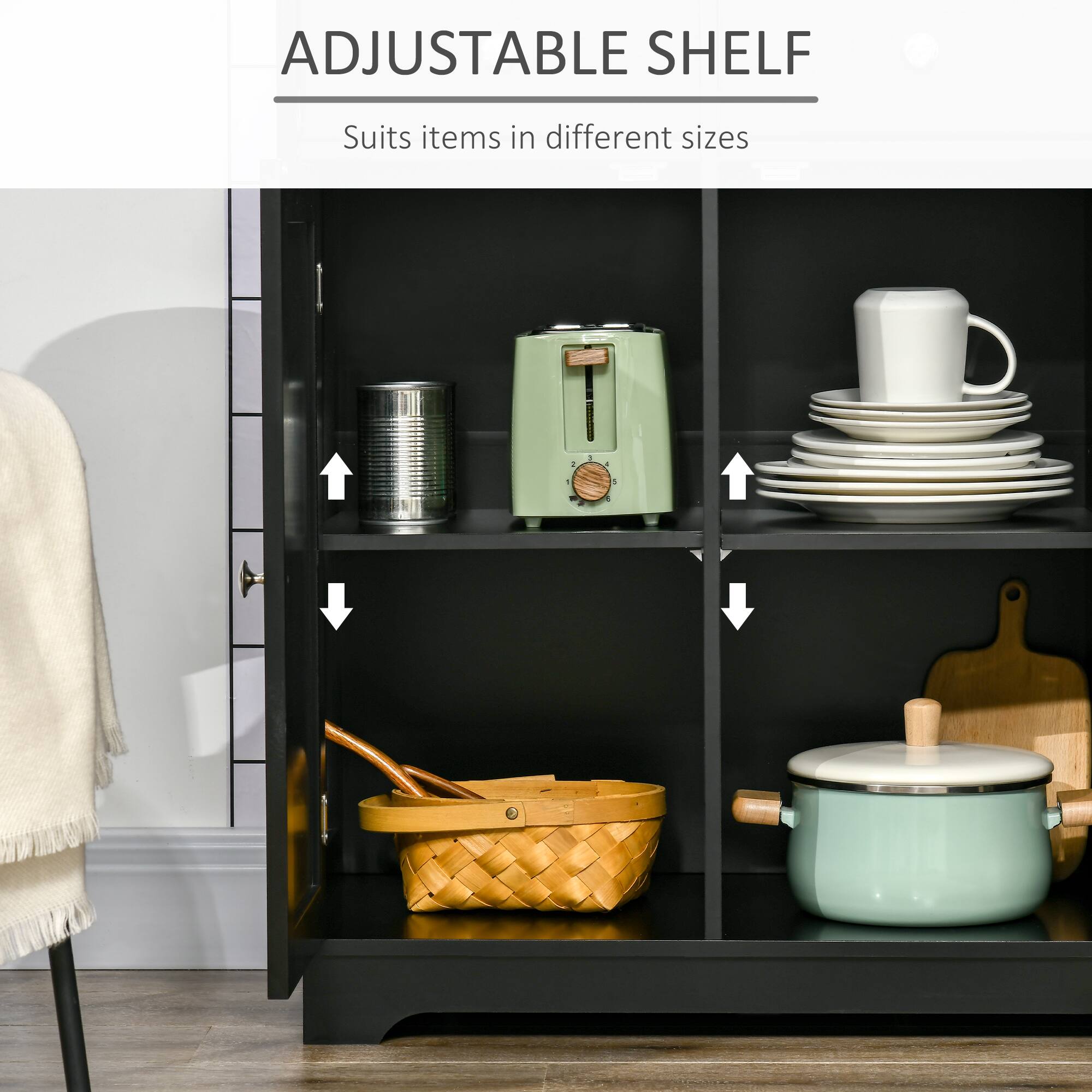 ADJUSTABLE SHELF Suits items in different sizes - a