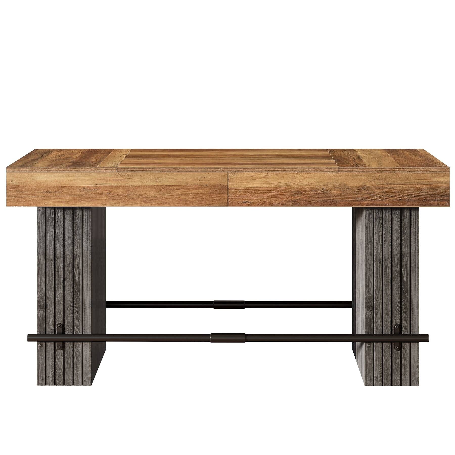 Front. Kadyn - Kadyn Solid Wood Bar Table, Home Pub Table, Industrial Style Brown Bar Set, Perfect Living Room Accessory, Brown & Black - Brown.