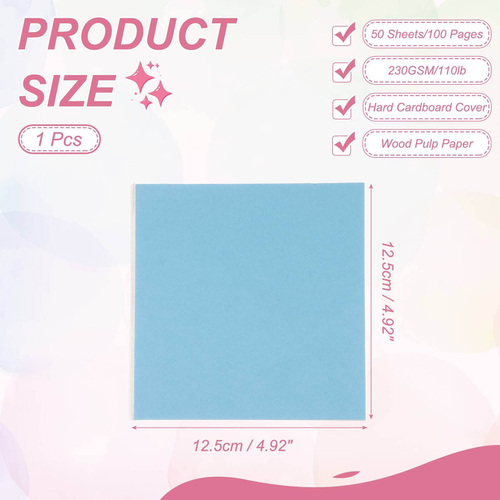 PRODUCT SIZE

1 Pcs

50 Sheets/100 Pages

230GSM/110lb

Hard Cardboard Cover

Wood Pulp Paper

12.5cm / 4.92"