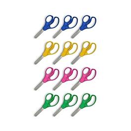Staples - Teacher Pack 5" Kids Blunt Tip Stainless Steel Scissors, Straight Handle, Right and Left Handed, 12/Pack - Green/Yellow/Pink/Blue