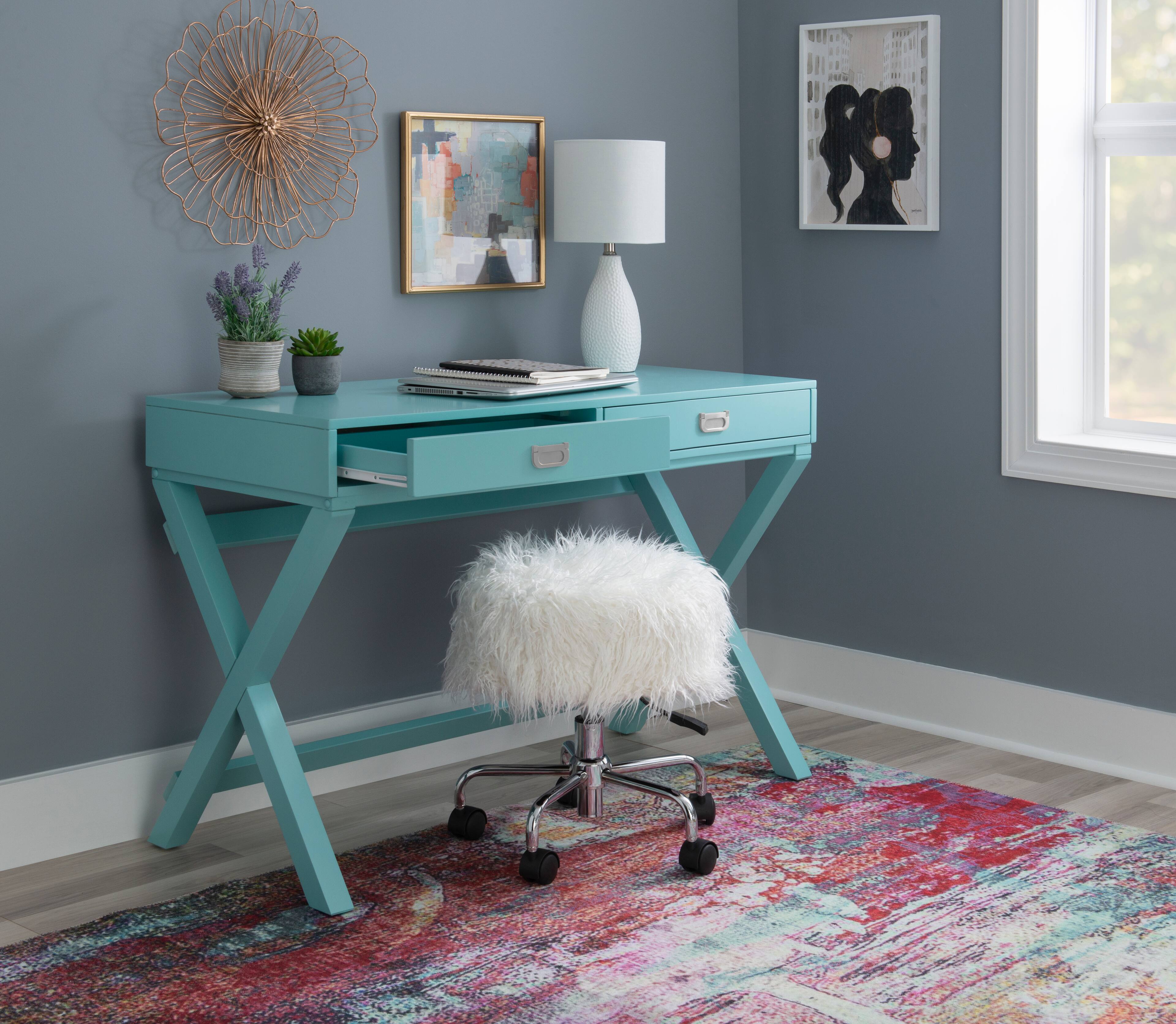 Alt View 18. Linon Home Décor - Penrose Two-Drawer Campaign-Style Writing Desk - Blue.