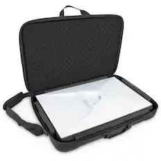 Front. CASEMATIX - Custom Hard Shell Travel Case for Starlink Standard Kit Gen 4 & 4X, Router, Cables, Power Supply with Strap - Black.