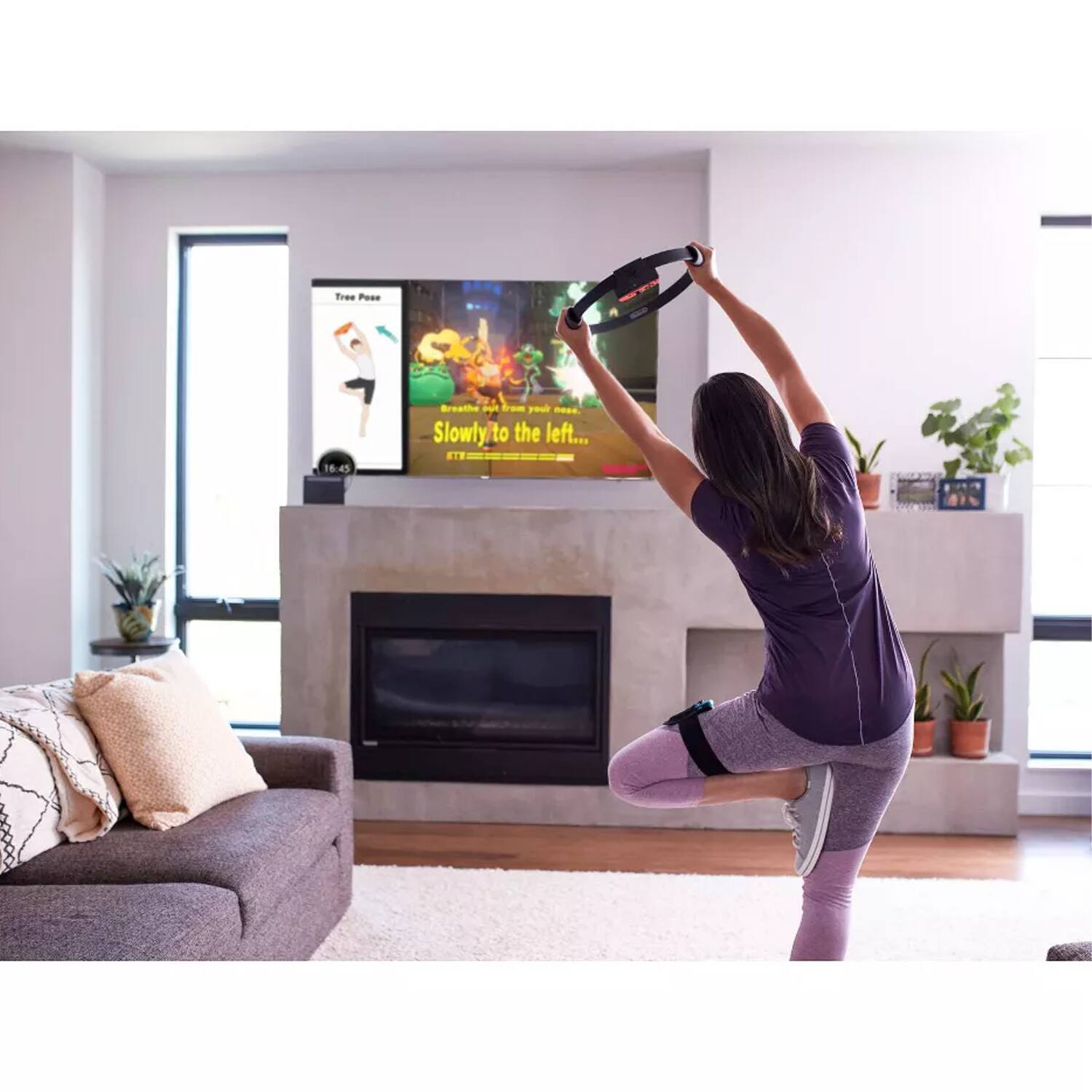 Tree Pose 16:45  
Breathe in from your core.  
Slowly to the left...