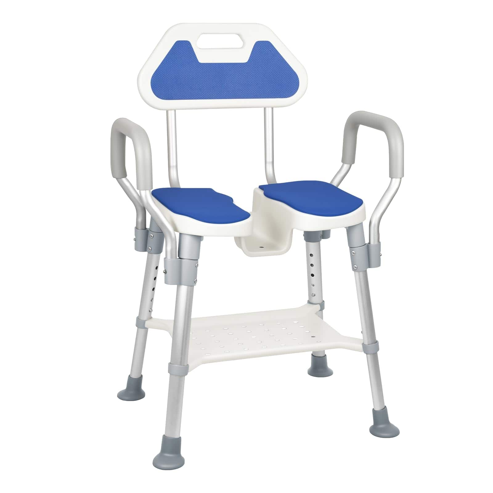 JETRANSPORT - Shower Chair For Inside U-shaped Heavy Duty And Bottom Storage Tray 350lbs Stool With Arms Height Adjustable - U-shape shower chair