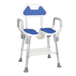 JETRANSPORT - Shower Chair For Inside U-shaped Heavy Duty And Bottom Storage Tray 350lbs Stool With Arms Height Adjustable - U-shape shower chair
