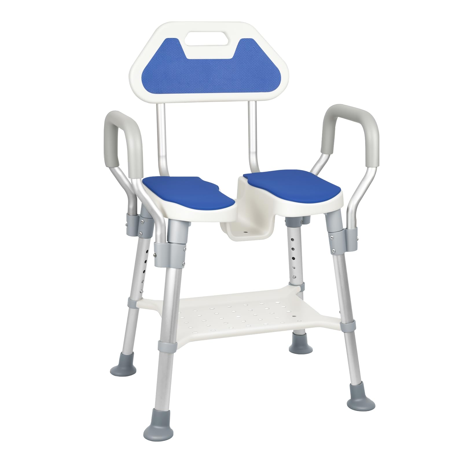 Front. JETRANSPORT - Shower Chair For Inside U-shaped Heavy Duty And Bottom Storage Tray 350lbs Stool With Arms Height Adjustable - U-shape shower chair.