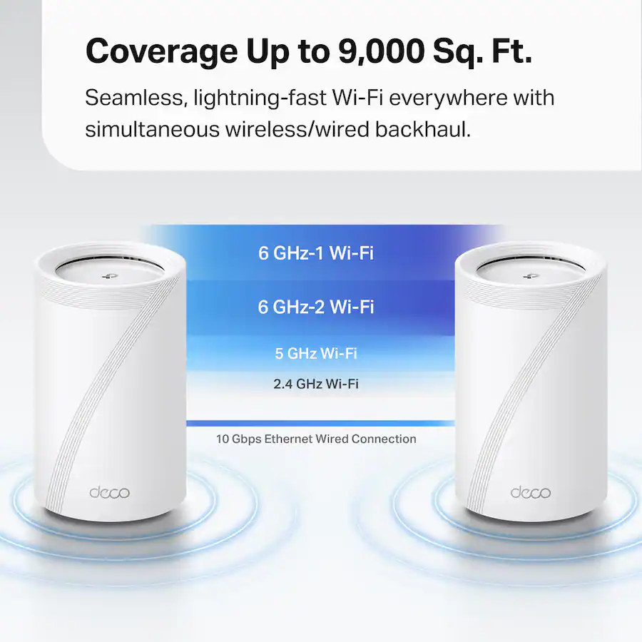 TP Link Deco BE95 Wi Fi 7 BE33000 Quad Band Multi Gig Whole Home Mesh ...